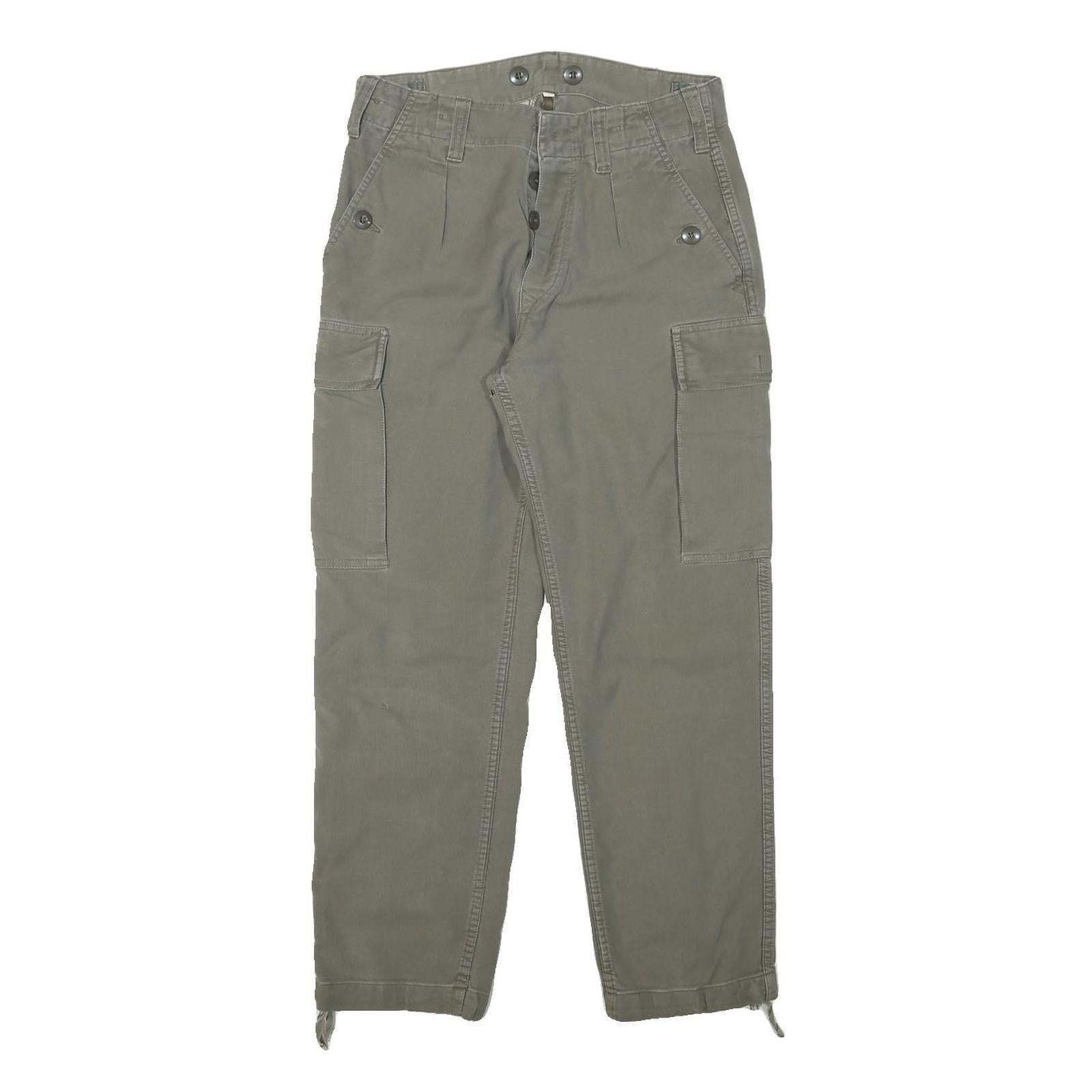 Mens Relaxed Fit Beige Cotton Blend Cargo Trousers W28 L26 Button Closure Casual Refurbished - N/A refurbished available on Cerqular