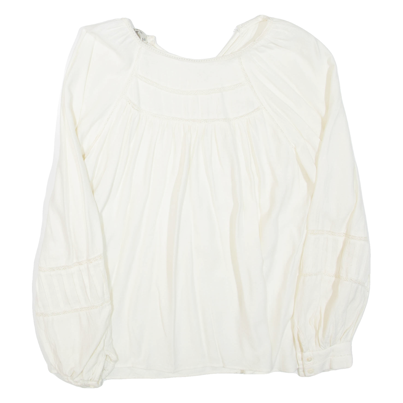 ZARA Womens Blouse Cream Long Sleeve S Refurbished - N/A refurbished available on Cerqular