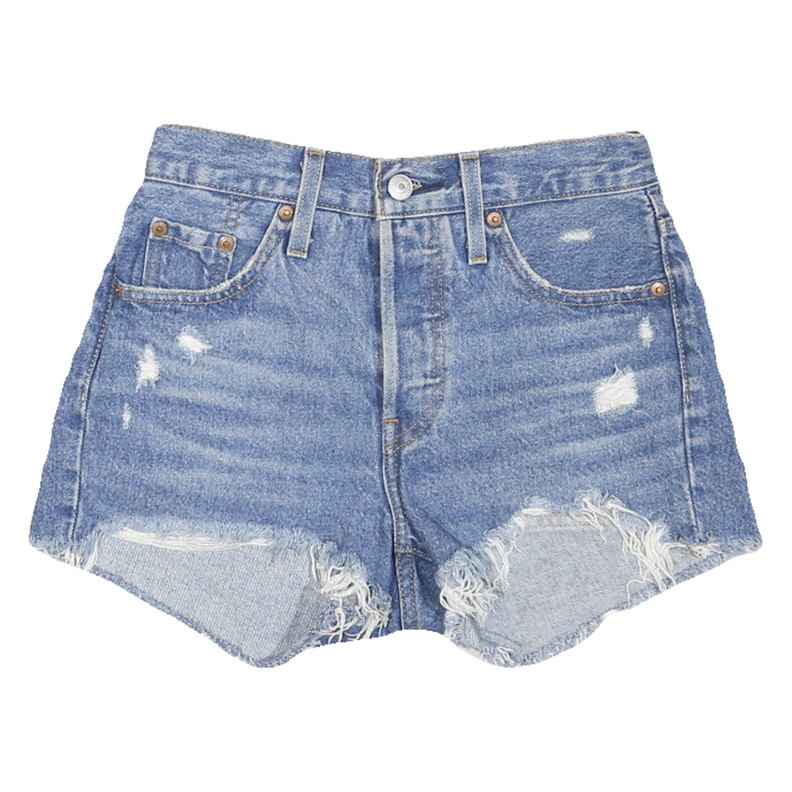 LEVI'S Womens Denim Blue Distressed Cut-Off Shorts S W26 Refurbished - N/A refurbished available on Cerqular