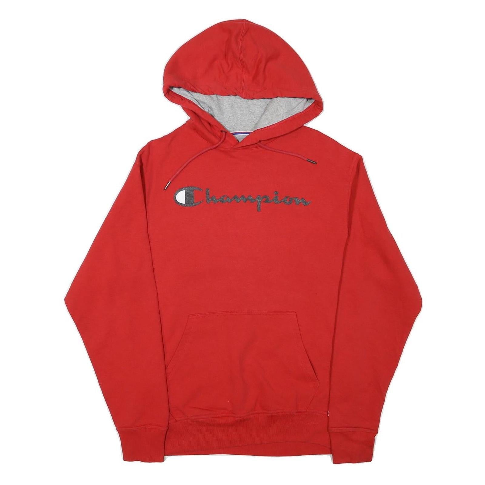 CHAMPION Mens Red Hoodie M Cotton Blend Pullover Drawstring Hood Casual Refurbished - N/A refurbished available on Cerqular