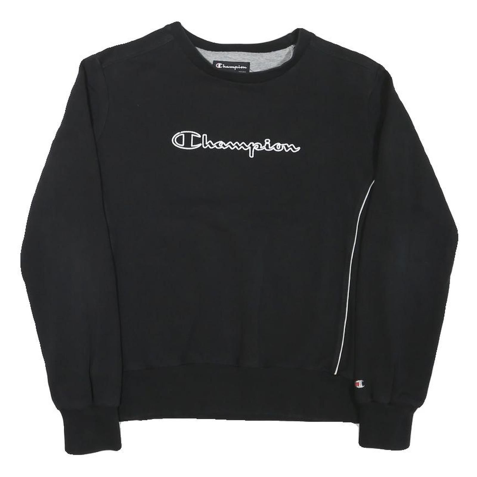 CHAMPION Womens Black Sweatshirt Crew Neck S Cotton Blend Casual Pullover Refurbished - N/A refurbished available on Cerqular