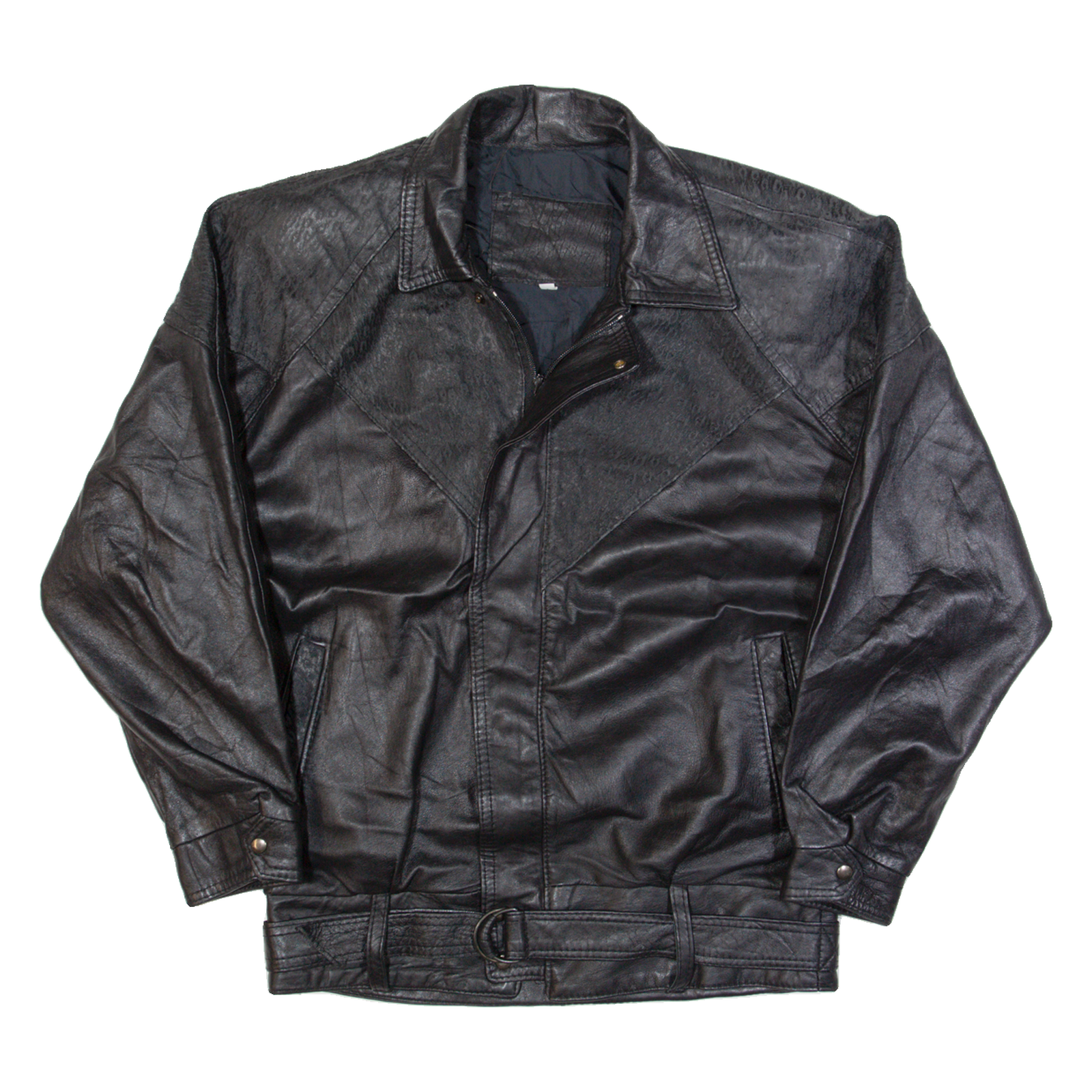 Belted Womens Biker Jacket Black Leather 90s M Refurbished - N/A refurbished available on Cerqular