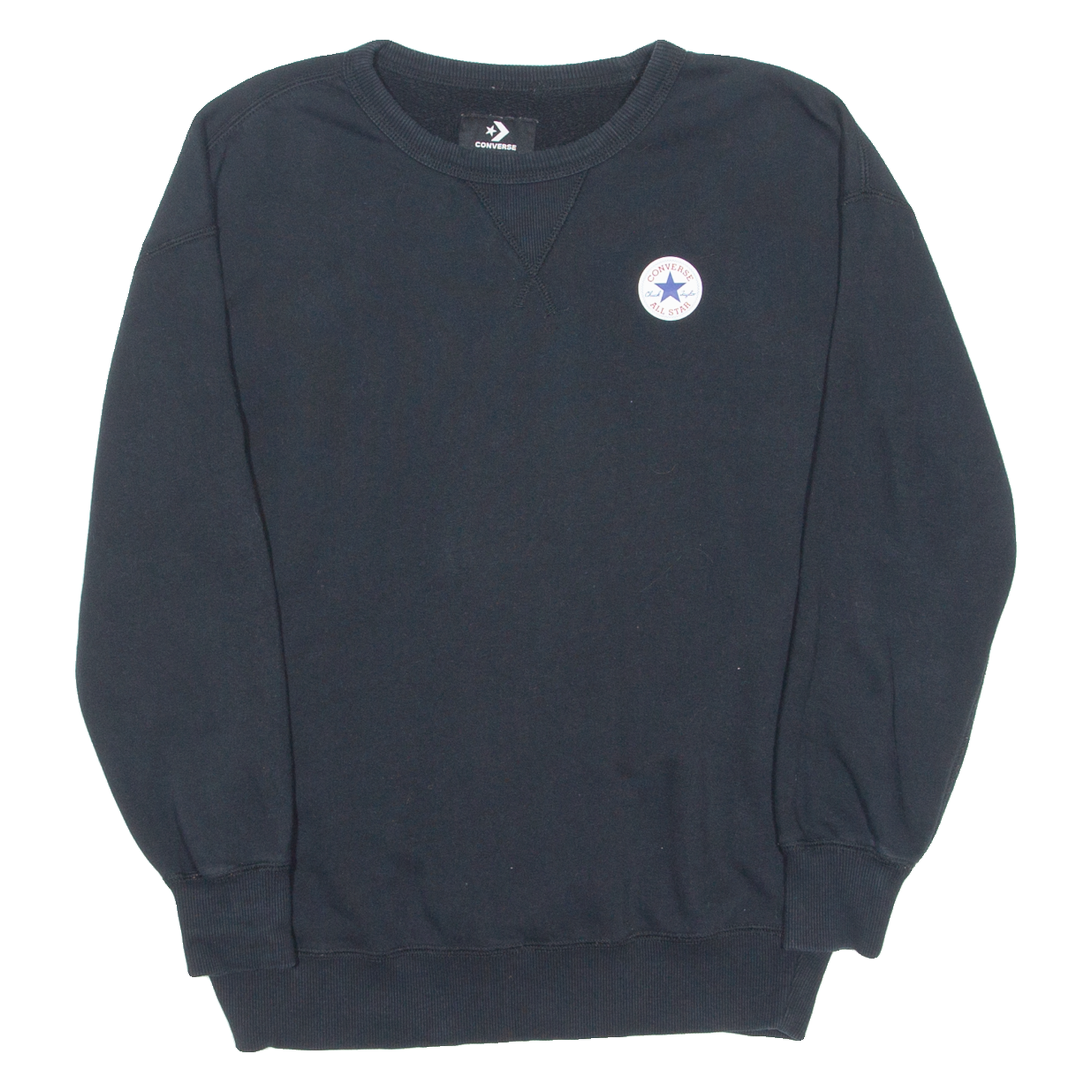 CONVERSE Mens Sweatshirt Black Crew Neck XS Refurbished - N/A refurbished available on Cerqular