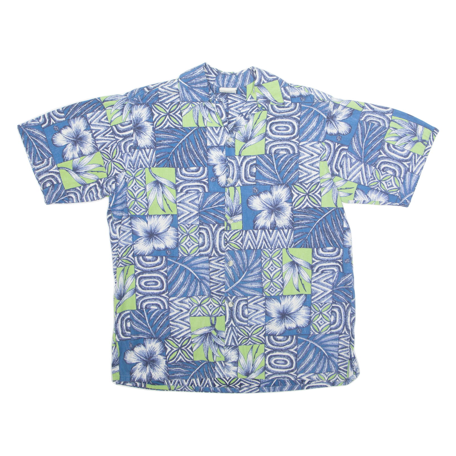 GO BAREFOOT Mens Shirt Blue Floral M Refurbished - N/A refurbished available on Cerqular