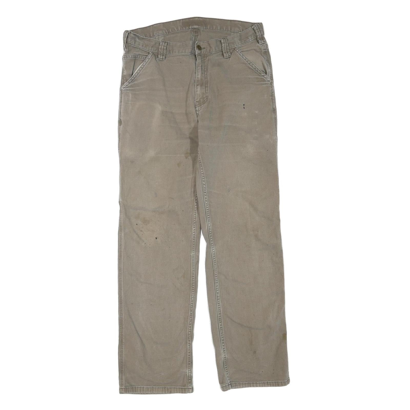 CARHARTT Mens Cotton Blend Beige Regular Straight Trousers W32 L30 Workwear Refurbished - N/A refurbished available on Cerqular