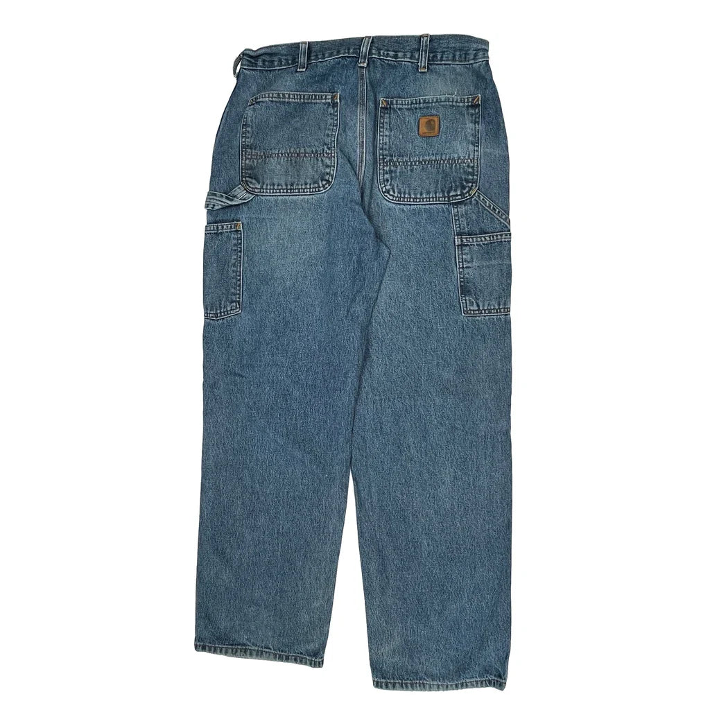 Carhartt Carpenter Jeans - 34W 30L Blue Cotton Refurbished - Thrifted (note: this is a term often used to describe second- refurbished available on Cerqular