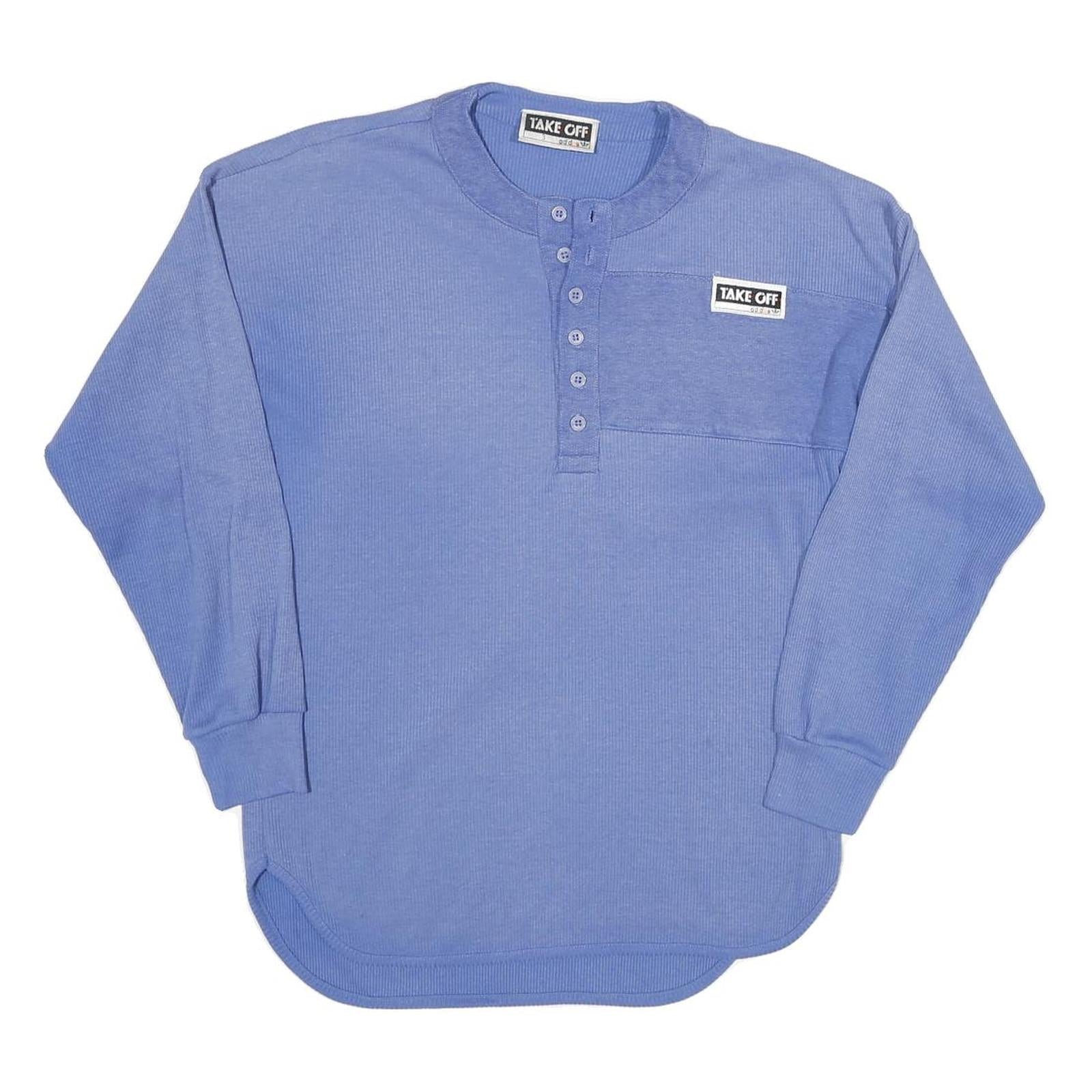 ADIDAS Take Off Mens Blue Long Sleeve Henley Neck T-Shirt S Cotton Blend Casual Refurbished - N/A refurbished available on Cerqular