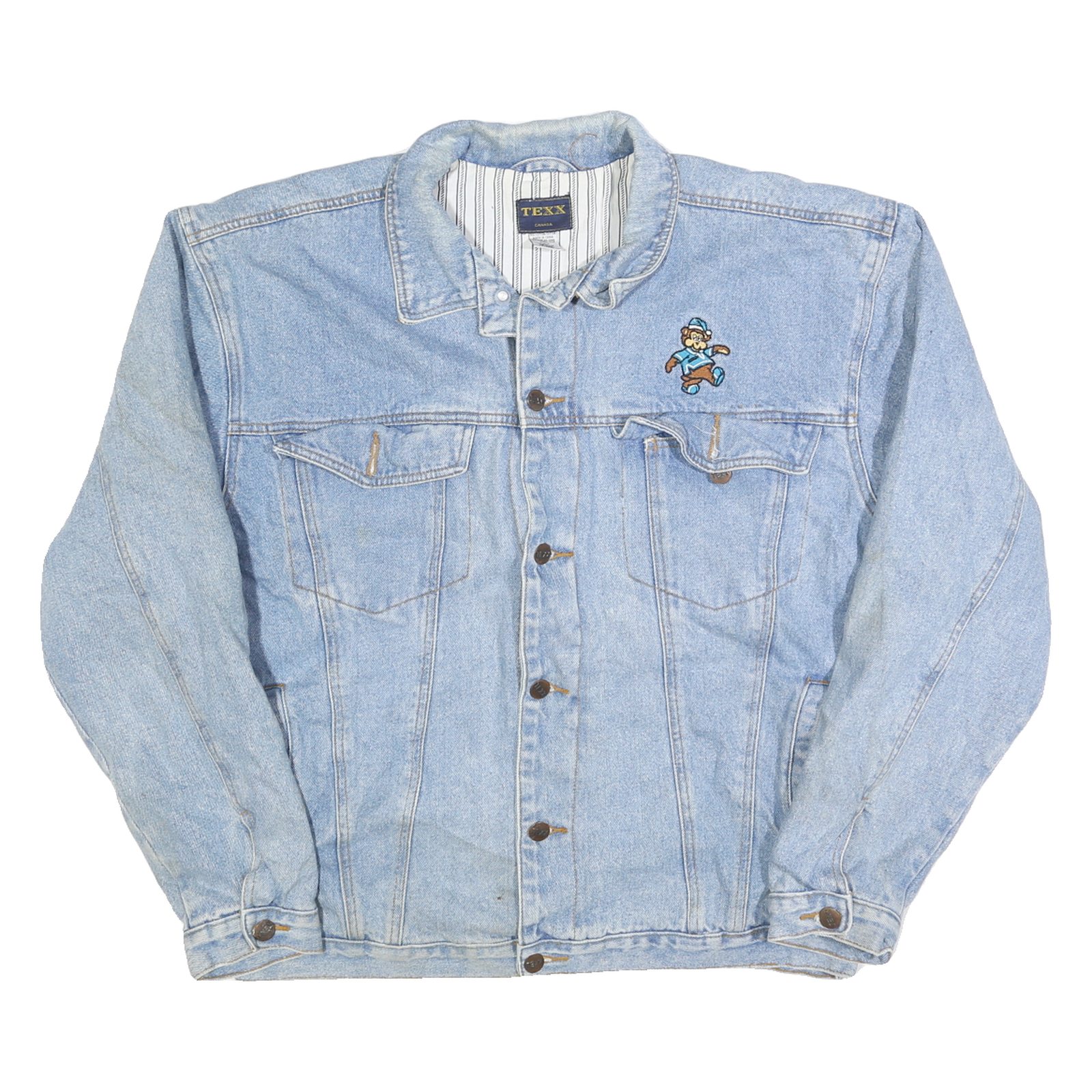 TEXX Mens Blue Denim Button Jacket L Cotton Classic Casual Light Wash Refurbished - N/A refurbished available on Cerqular