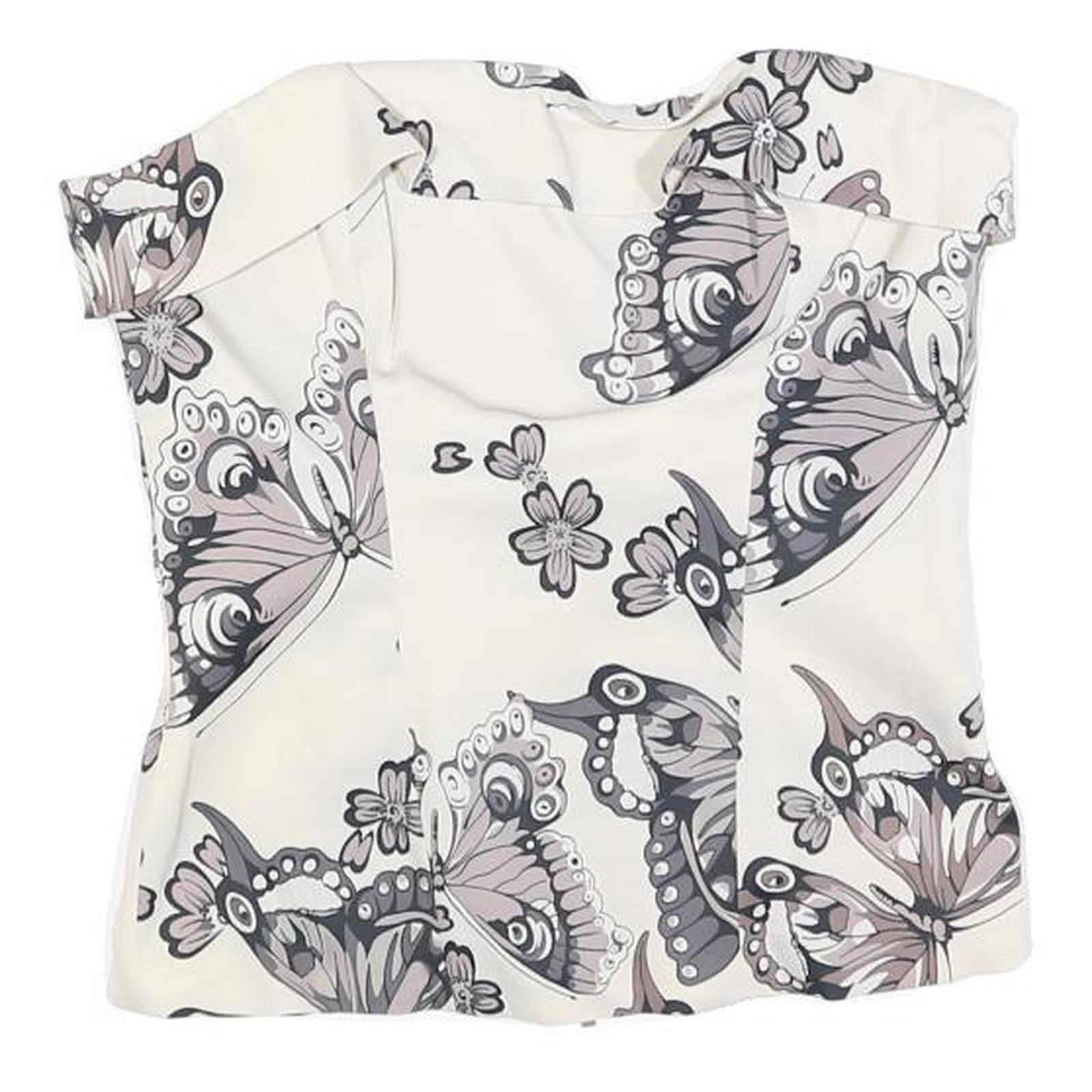 KAREN MILLEN Womens Cream Butterfly Printed Strapless Top UK 10 Zip Back Refurbished - N/A refurbished available on Cerqular