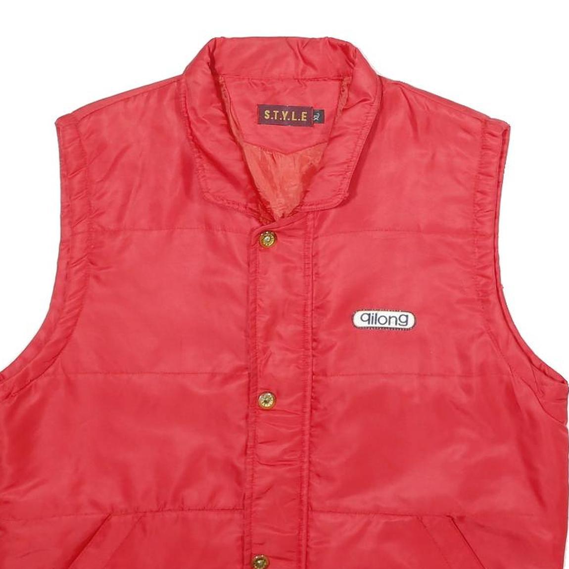 STYLE Womens Red Nylon Sleeveless Button Jacket XL Puffer Casual Warm Outerwear Refurbished - N/A refurbished available on Cerqular