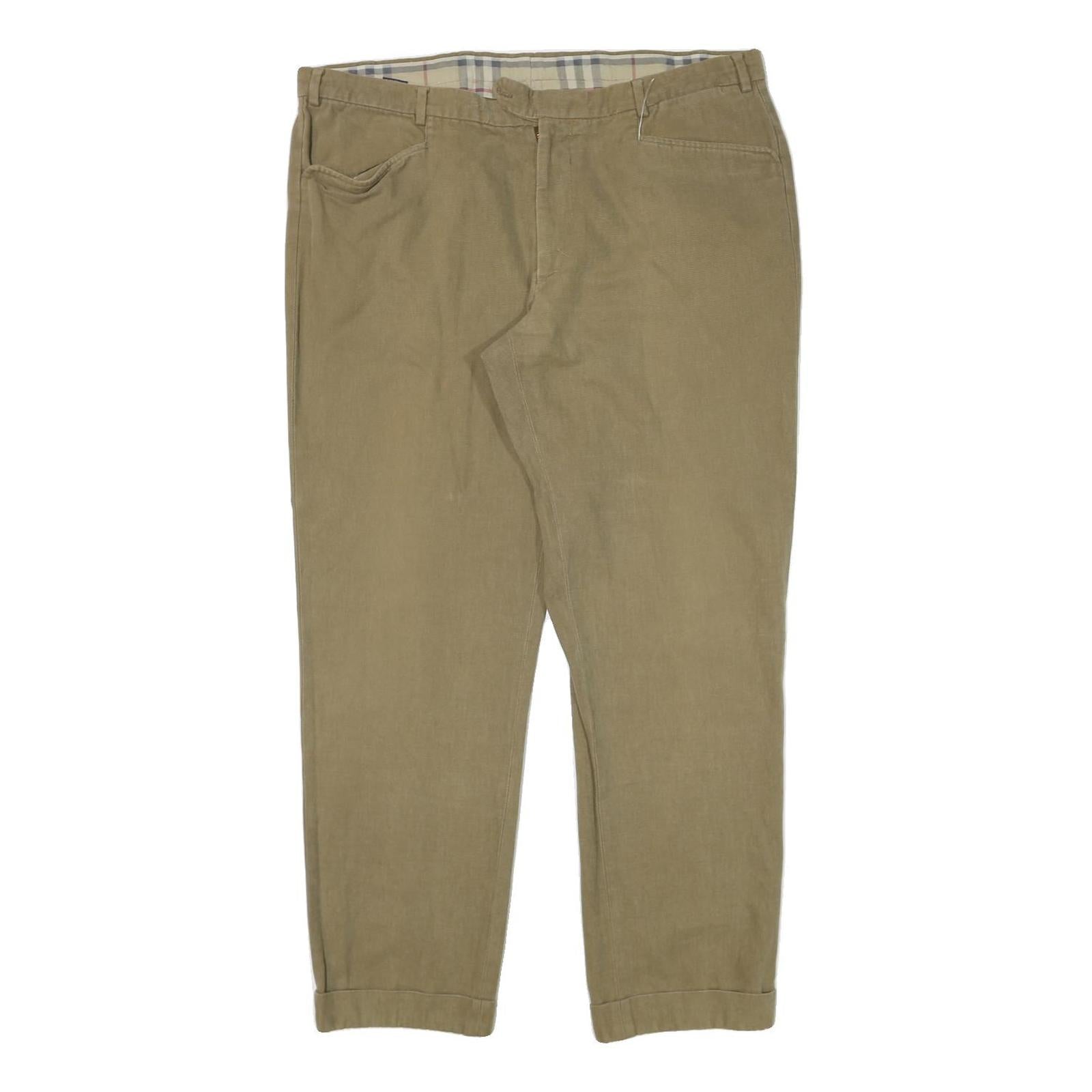 BURBERRY Mens Regular Fit Beige Cotton Blend Trousers W38 L30 Classic Zip Refurbished - N/A refurbished available on Cerqular