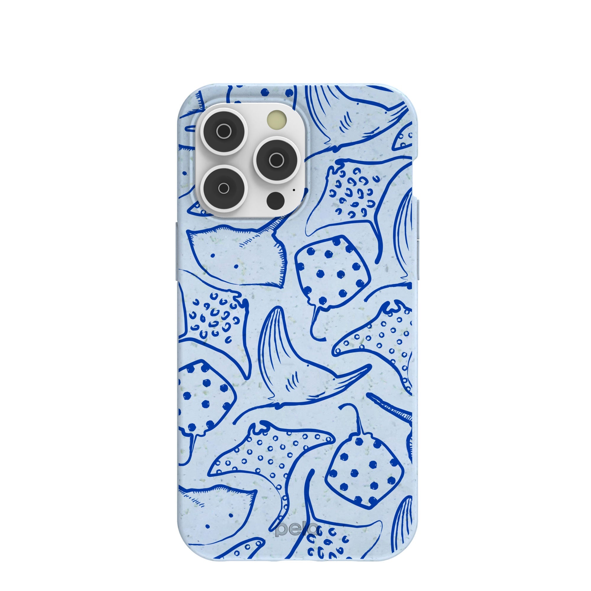 Powder Blue Stingray Fever iPhone 14 Pro Max Case Refurbished - Pela Case refurbished available on Cerqular
