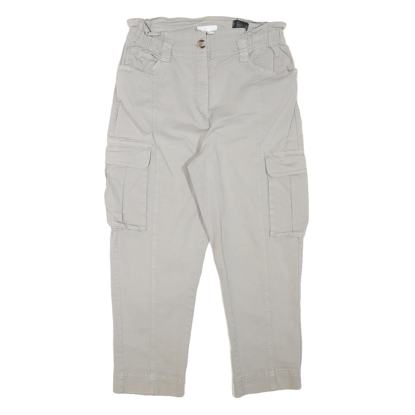 H&M Womens Relaxed Beige Cargo Cotton Blend Trousers W31 L25 Casual Pocketed Refurbished - N/A refurbished available on Cerqular