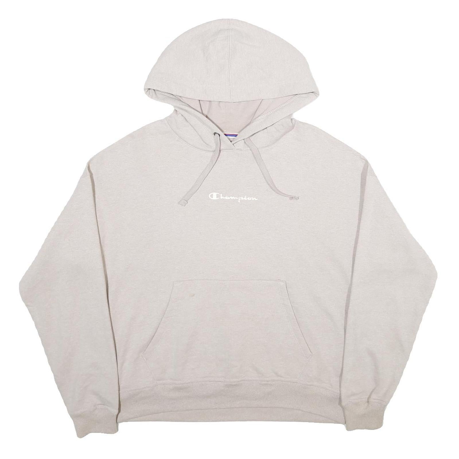 CHAMPION Womens Cream Hoodie M Cotton Blend Pullover Classic Logo Sweatshirt Refurbished - N/A refurbished available on Cerqular