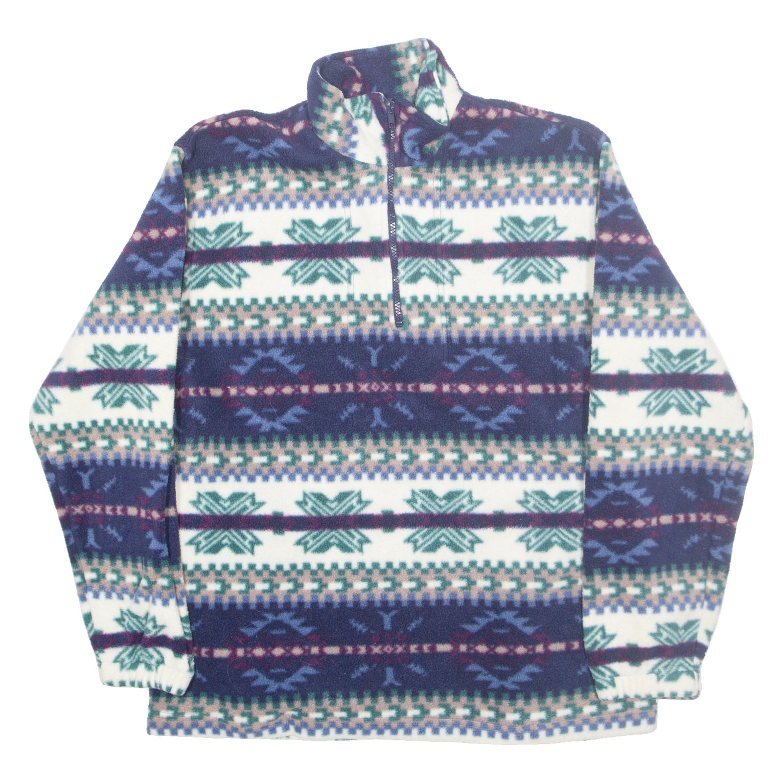 FRIKA & CO Fleece Womens Pullover Jacket Blue Crazy Pattern L Refurbished - N/A refurbished available on Cerqular