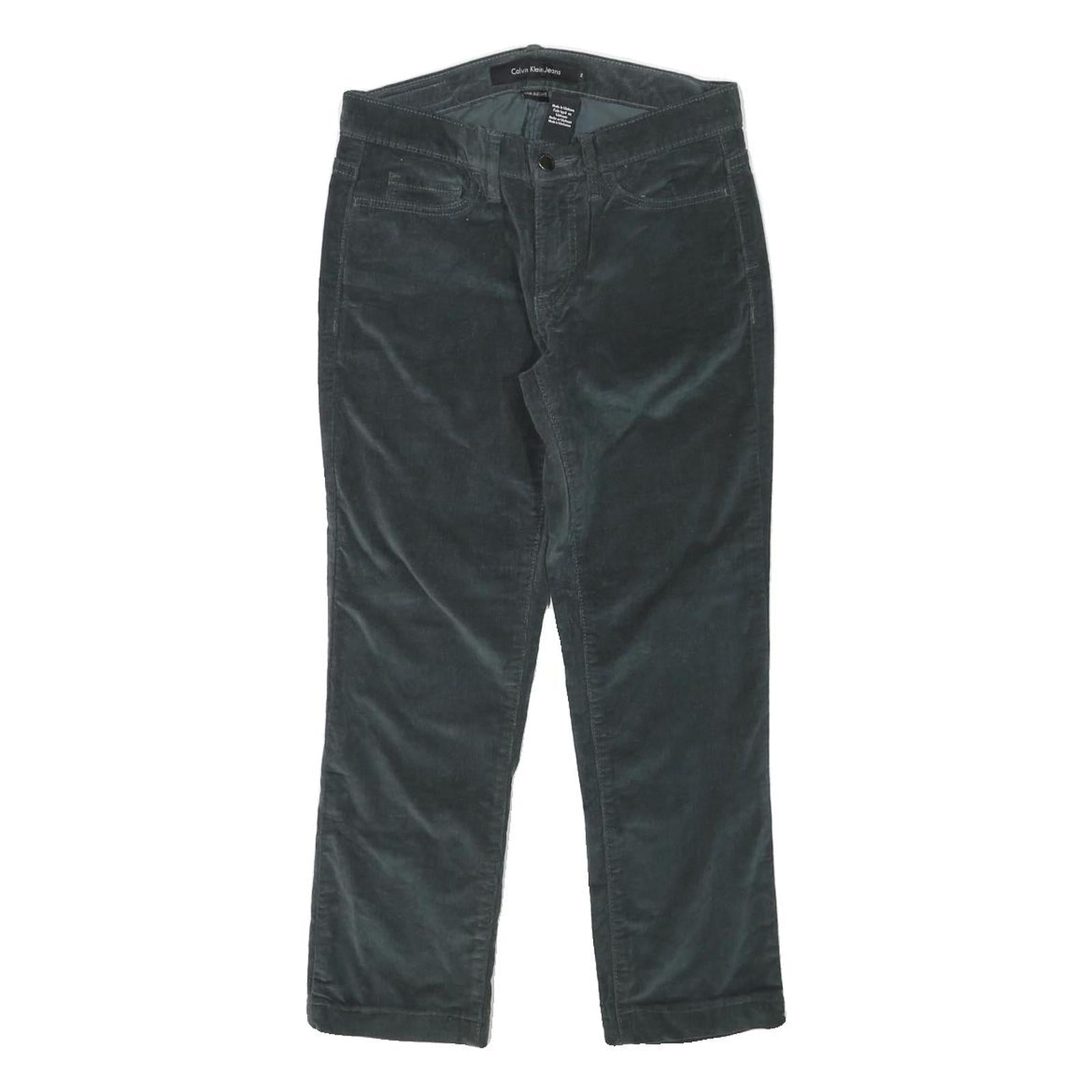 CALVIN KLEIN Womens Cotton Blend Black Regular Fit Straight Leg Trousers W26 L23 Refurbished - N/A refurbished available on Cerqular