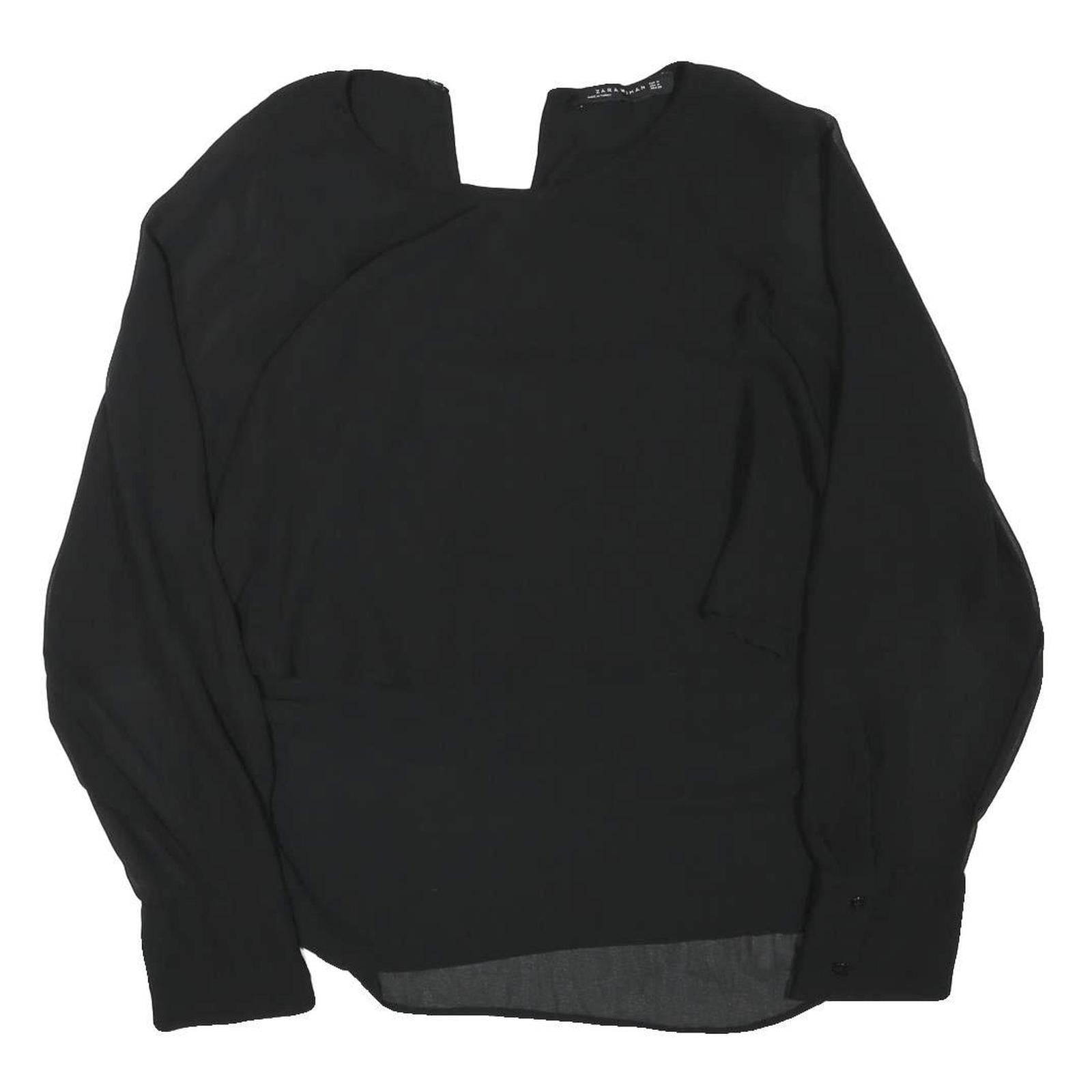 ZARA Womens Black Basic Long Sleeve Round Neck Top M Lightweight Refurbished - N/A refurbished available on Cerqular