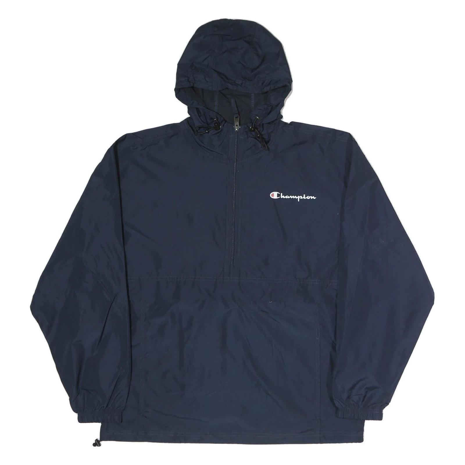 CHAMPION Mens Navy Blue Casual Jacket M Polyester Plain Hooded Zip Refurbished - N/A refurbished available on Cerqular