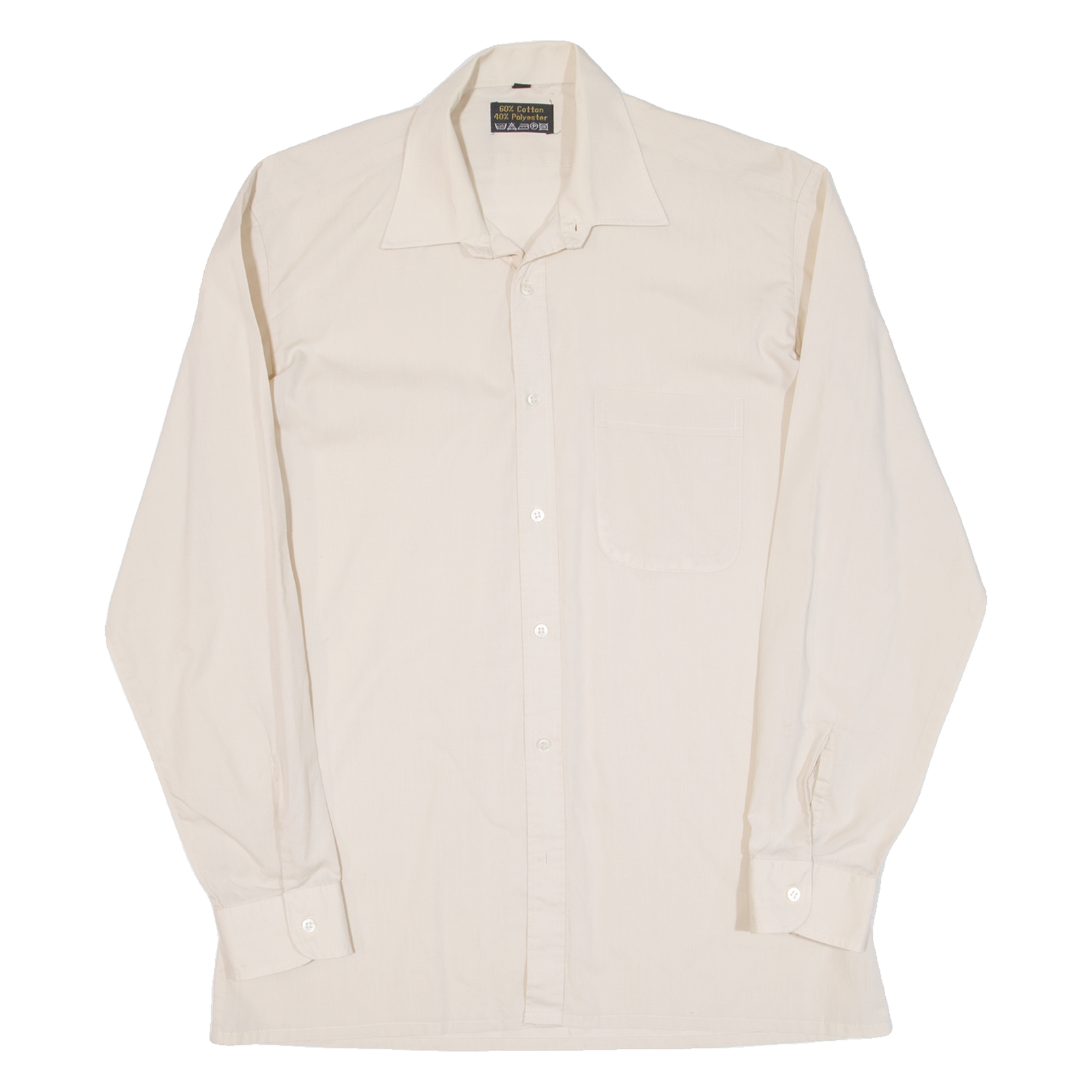 Mens Plain Shirt Beige Long Sleeve M Refurbished - N/A refurbished available on Cerqular