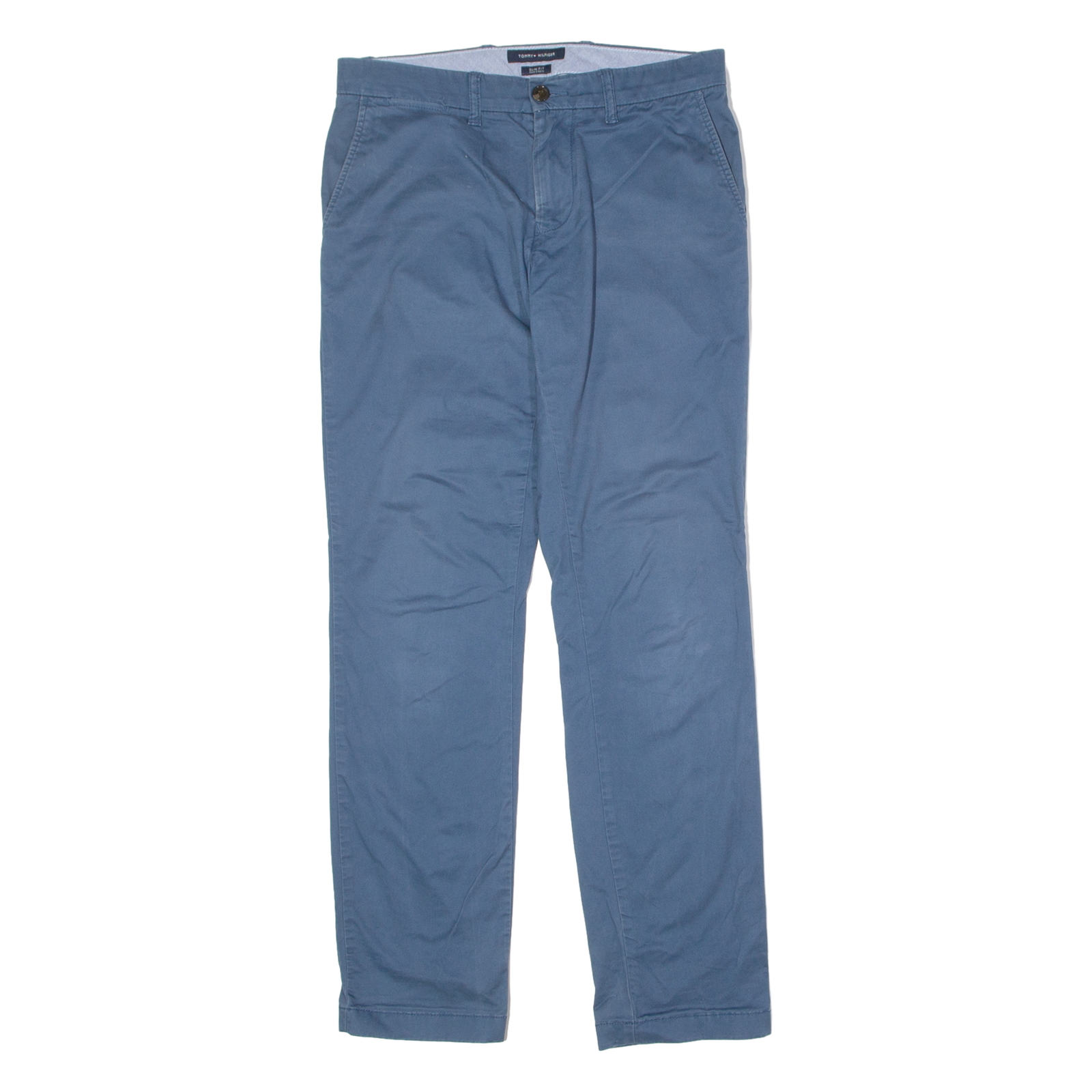 TOMMY HILFIGER Chino Mens Twill Trousers Blue Slim Straight W30 L32 Refurbished - N/A refurbished available on Cerqular