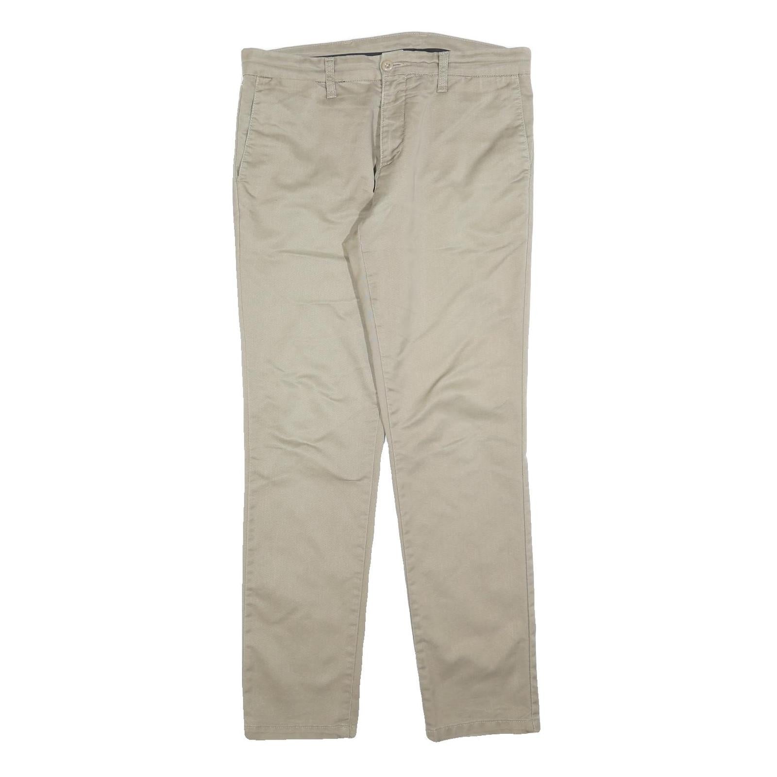 CARHARTT Mens Slim Beige Trousers W34 L32 Cotton Blend Zip Casual Durable Refurbished - N/A refurbished available on Cerqular