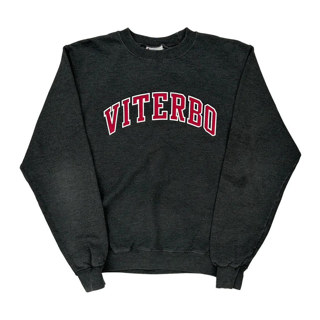 Viterbo Champion College Sweatshirt - Small Grey Cotton Blend Refurbished - Thrifted (note: this is a term often used to describe second- refurbished available on Cerqular