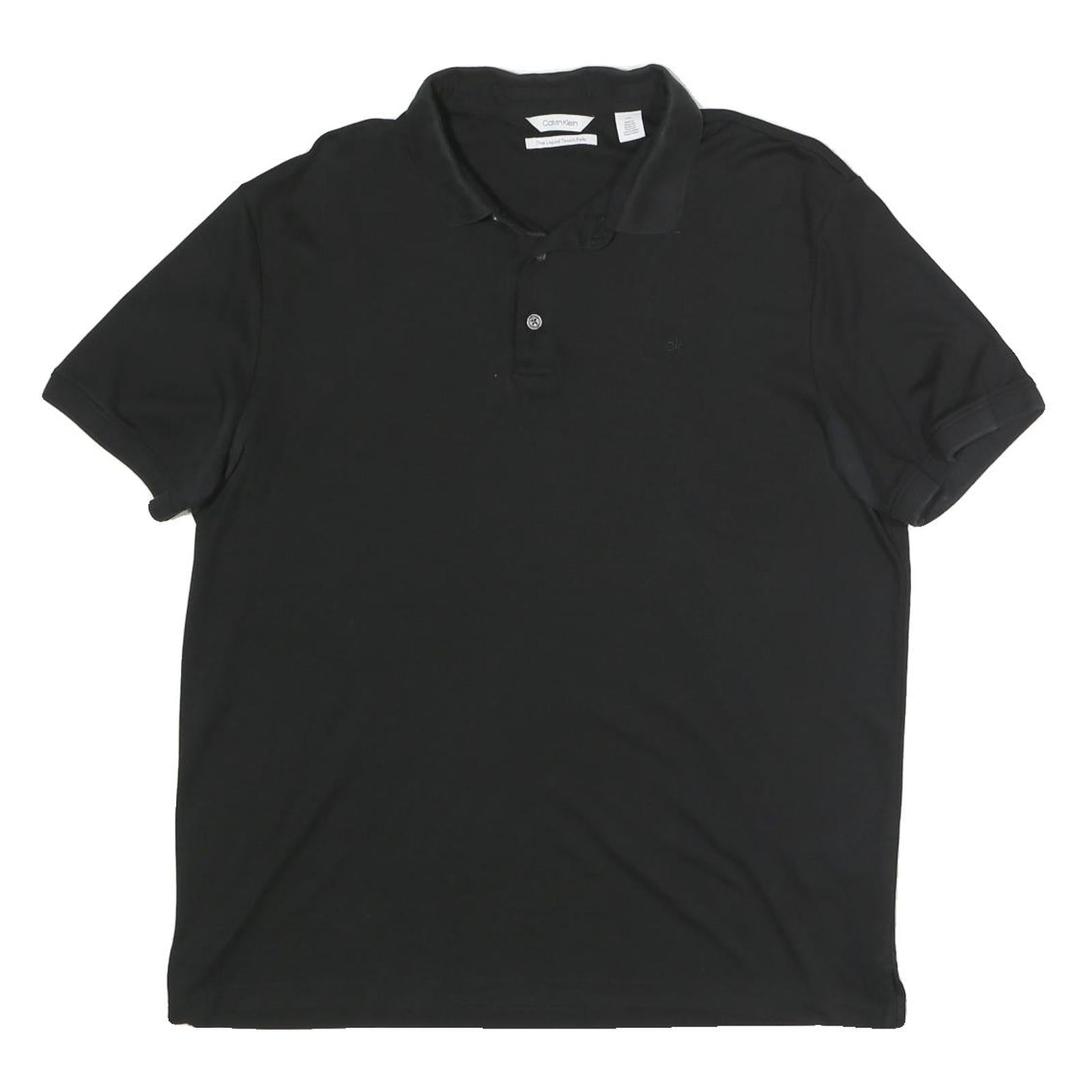 CALVIN KLEIN Mens Black Short Sleeve L Plain Cotton Polo Shirt Classic Fit Refurbished - N/A refurbished available on Cerqular