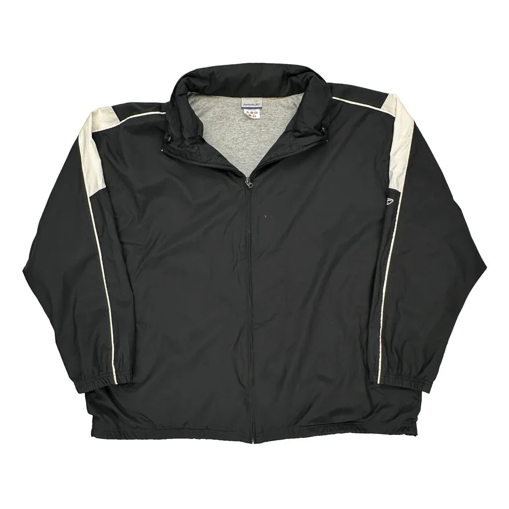 Reebok Windbreaker - 2XL Black Polyester Refurbished - Thrifted (note: this is a term often used to describe second- refurbished available on Cerqular