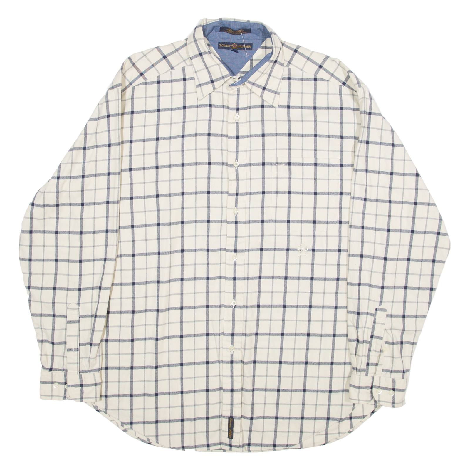 TOMMY HILFIGER Mens Shirt Cream Check Long Sleeve L Refurbished - N/A refurbished available on Cerqular