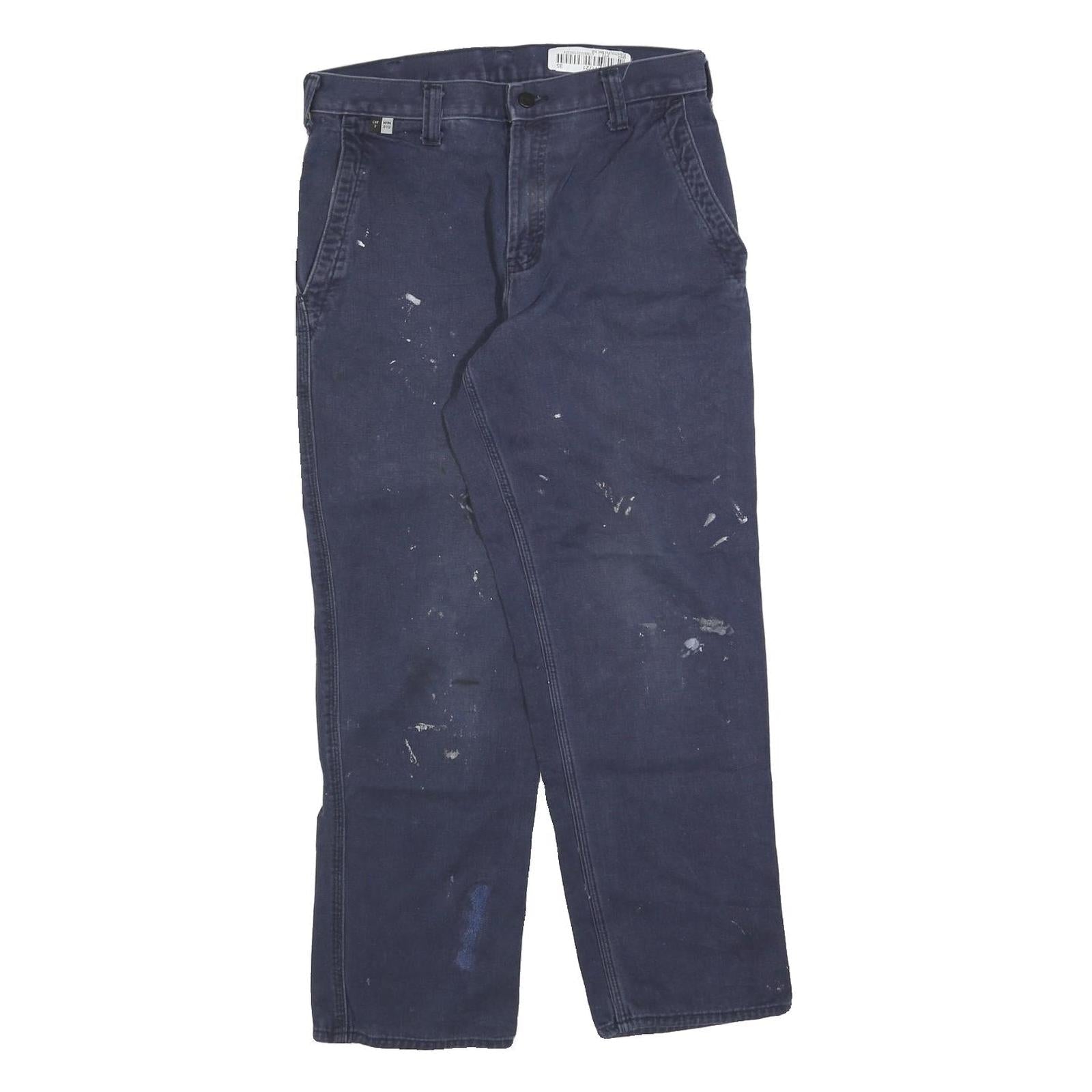 CARHARTT Mens Cotton Blend Navy Relaxed Straight Trousers W30 L30 Workwear Refurbished - N/A refurbished available on Cerqular