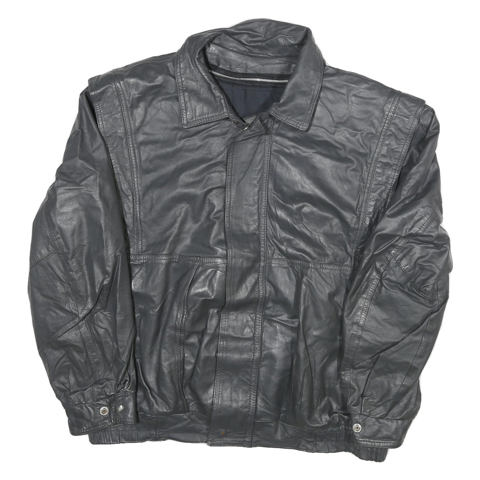 BOULEVARD CLUB Mens Black Leather Zip Jacket L Classic Comfortable Stylish Refurbished - N/A refurbished available on Cerqular