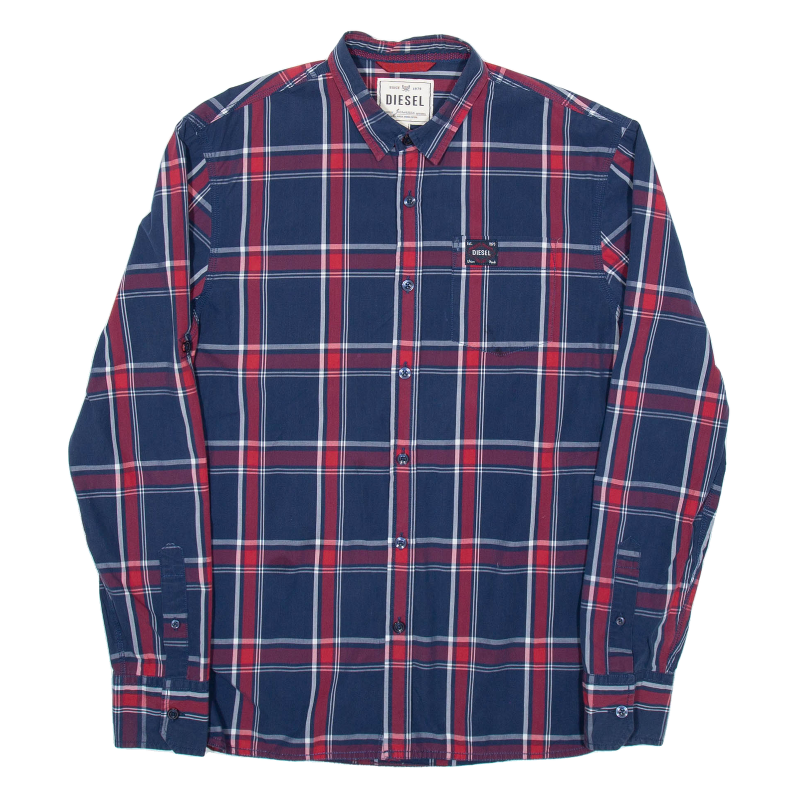 DIESEL Mens Shirt Blue Check Long Sleeve L Refurbished - N/A refurbished available on Cerqular