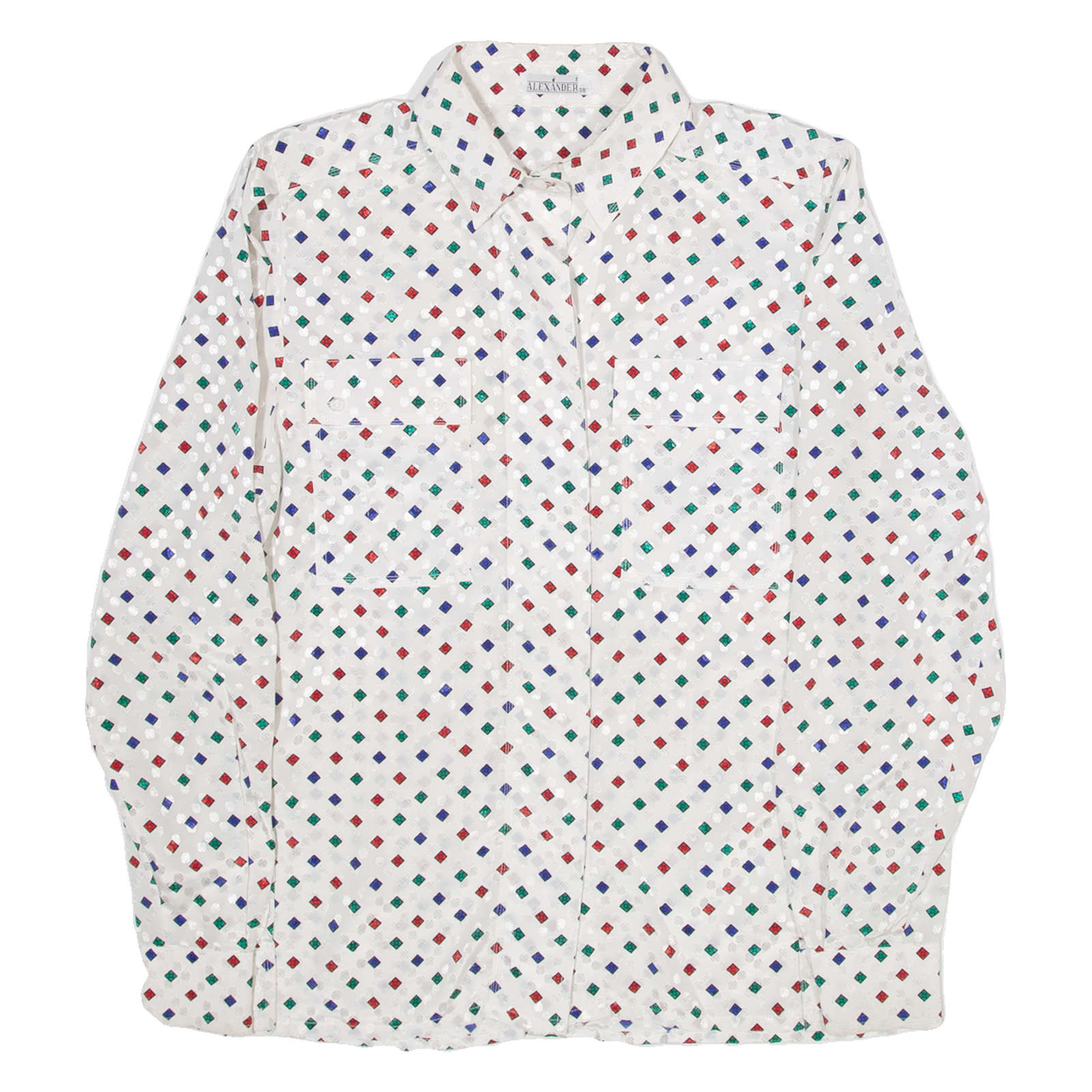 ALEXANDER Womens Shirt Top White Long Sleeve Crazy Pattern M Refurbished - N/A refurbished available on Cerqular