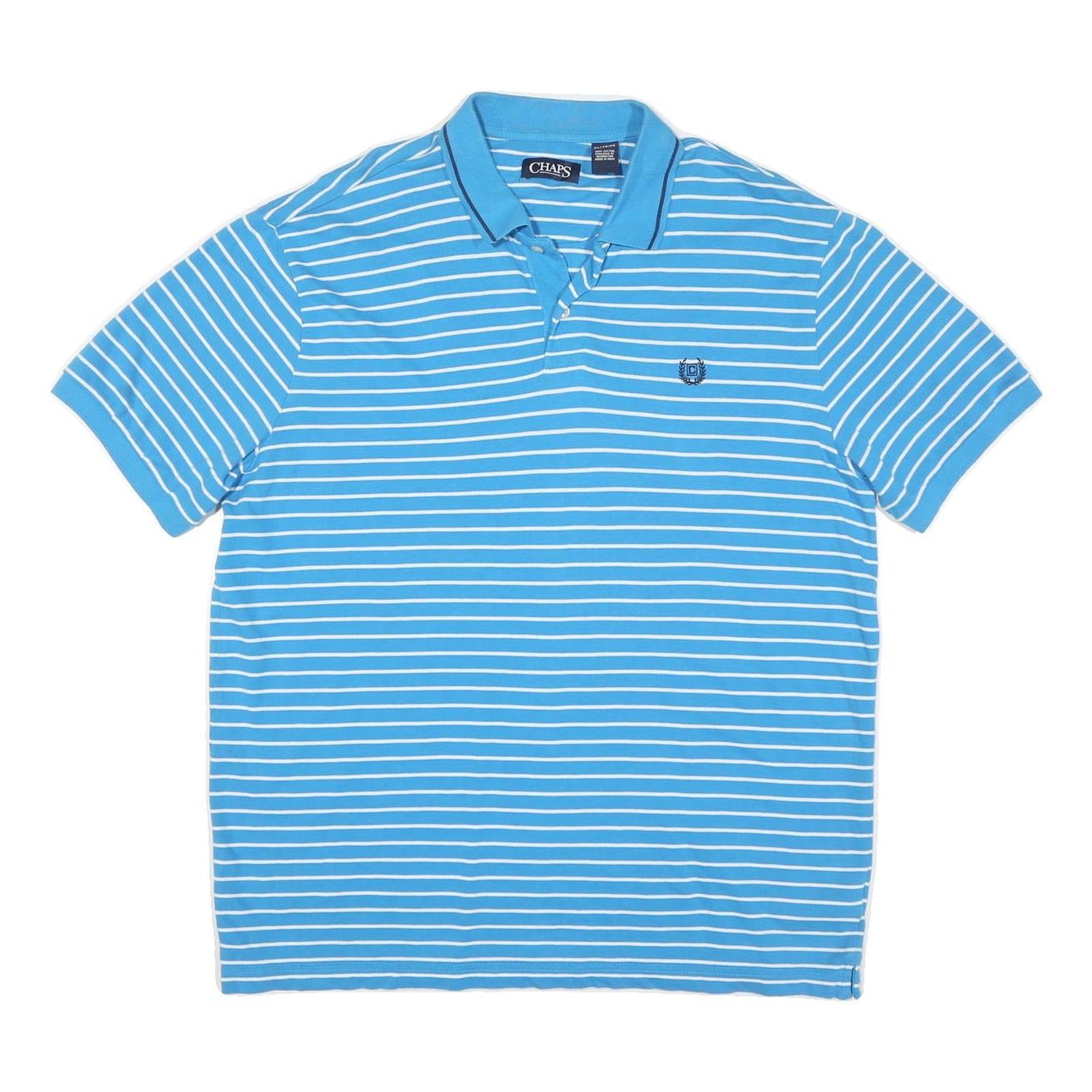 CHAPS Mens Blue & White Striped Short Sleeve Polo Shirt XL Classic Cotton Blend Refurbished - N/A refurbished available on Cerqular