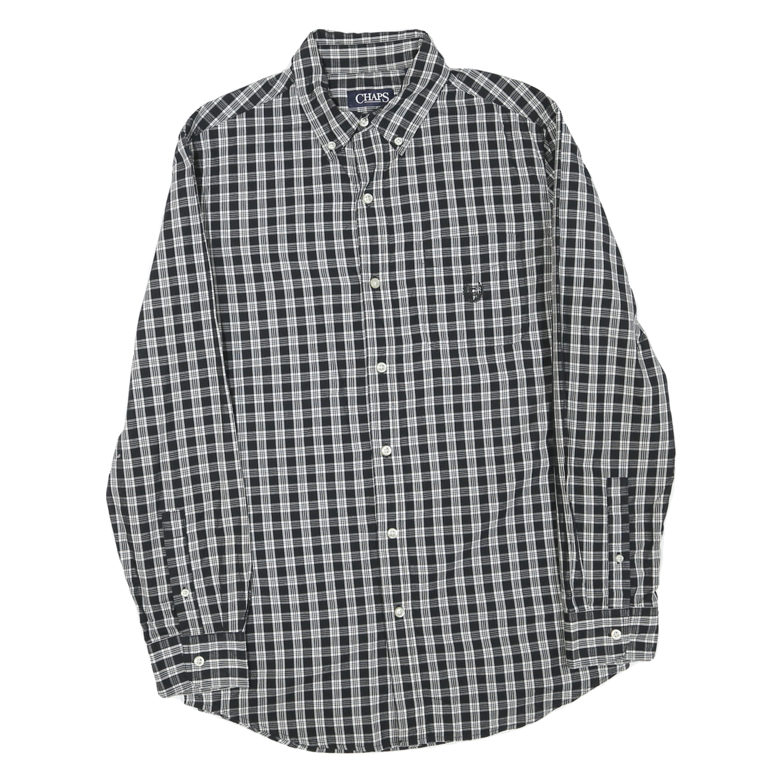 CHAPS Mens Black & White Check Button-Down Shirt S Cotton Blend Classic Refurbished - N/A refurbished available on Cerqular