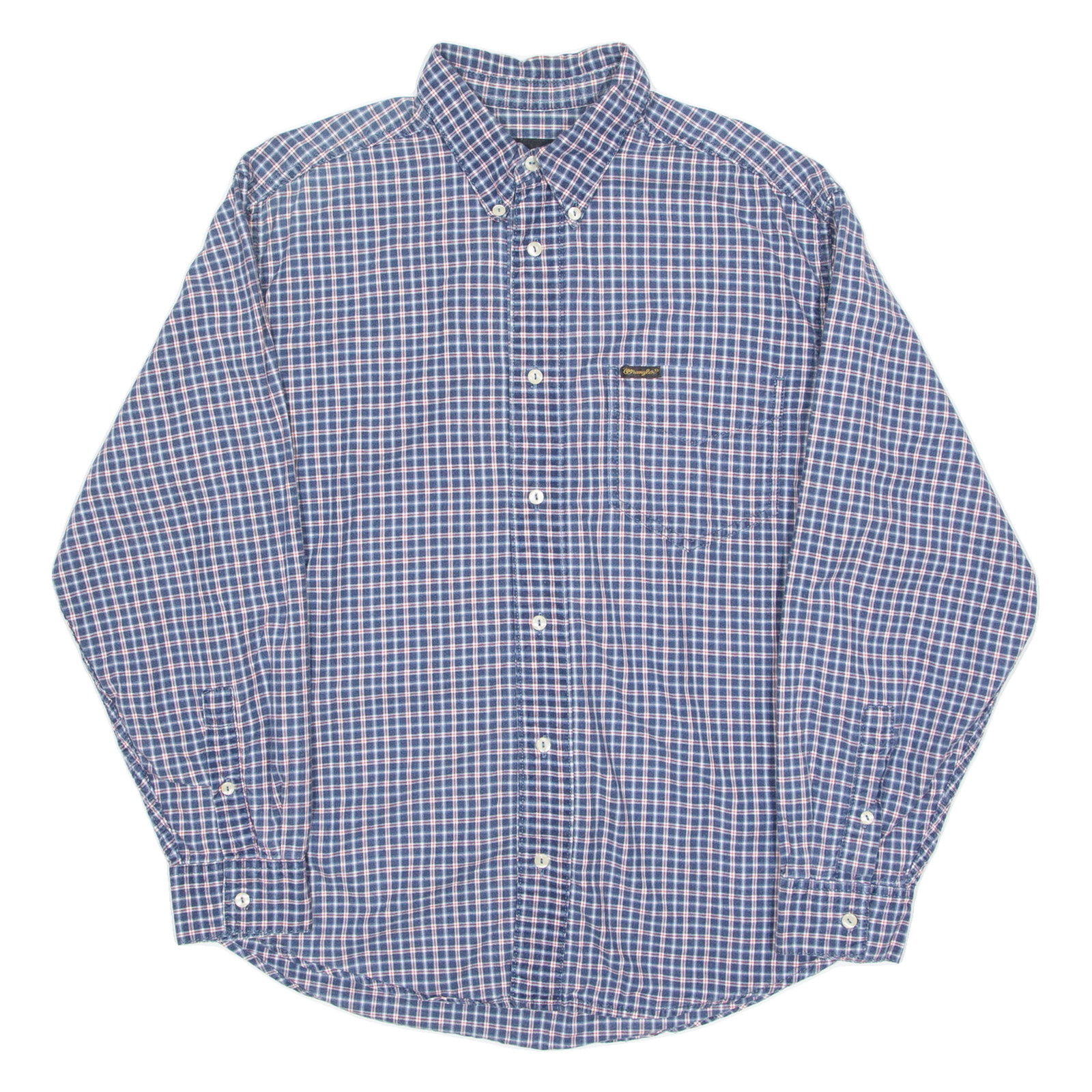 WRANGLER Mens Shirt Blue Check Long Sleeve M Refurbished - N/A refurbished available on Cerqular