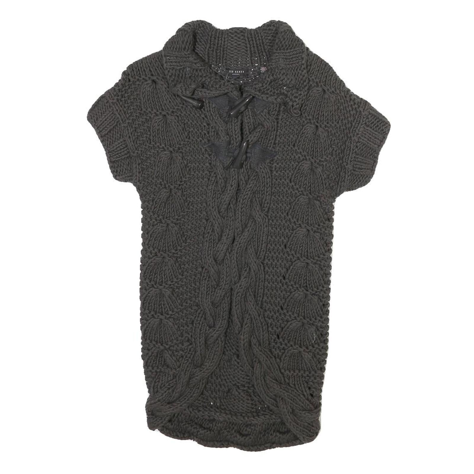 TED BAKER Womens Grey Cable Knit Chunky Jumper Round Neck M Cotton Blend Refurbished - N/A refurbished available on Cerqular