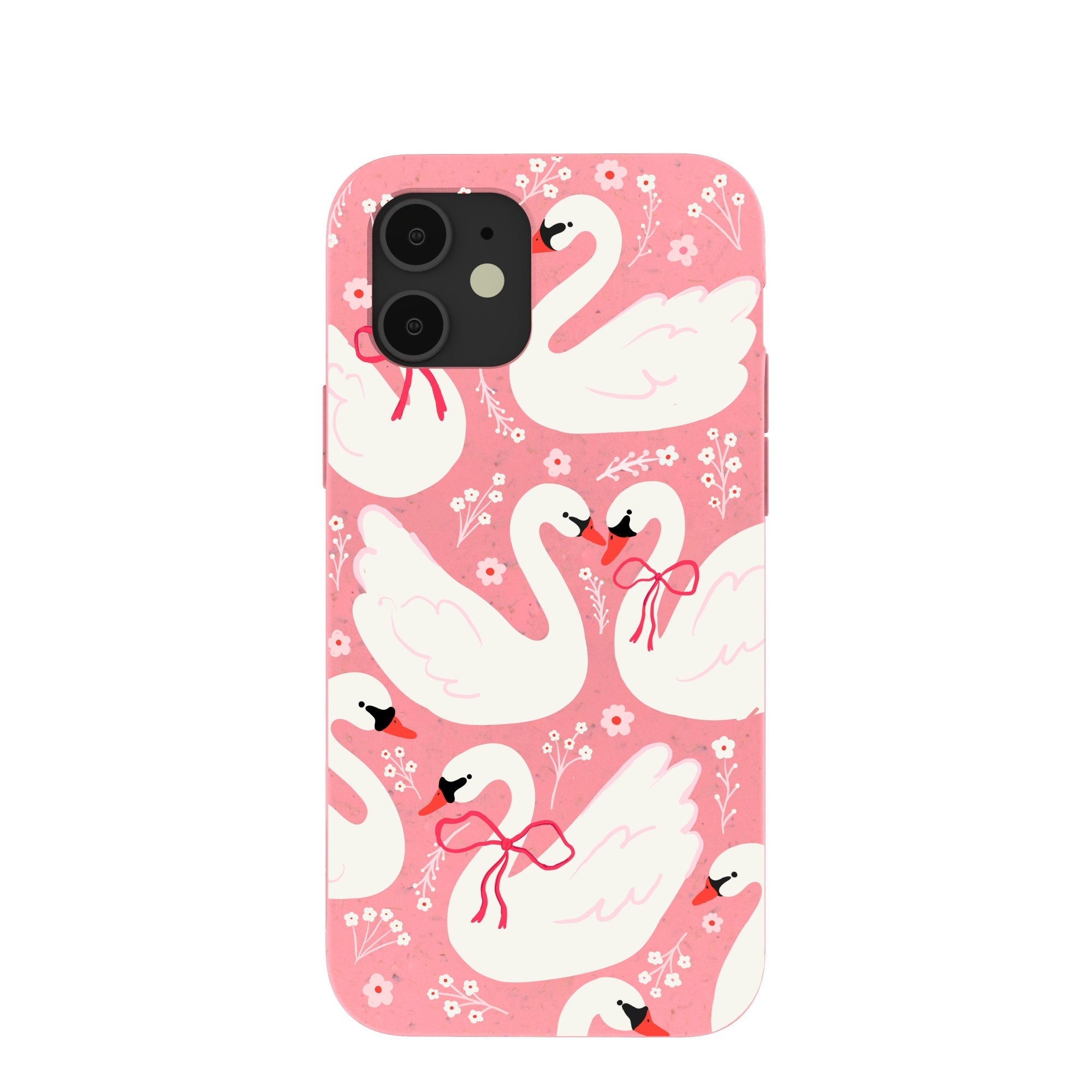 Bubblegum Pink Swan Garden iPhone 12/ iPhone 12 Pro Case Refurbished - Pela Case refurbished available on Cerqular