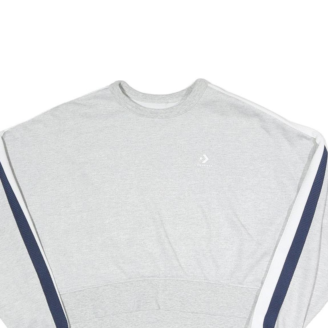 CONVERSE Womens Grey Sweatshirt XS Crew Neck Cotton Blend Pullover Striped Refurbished - N/A refurbished available on Cerqular
