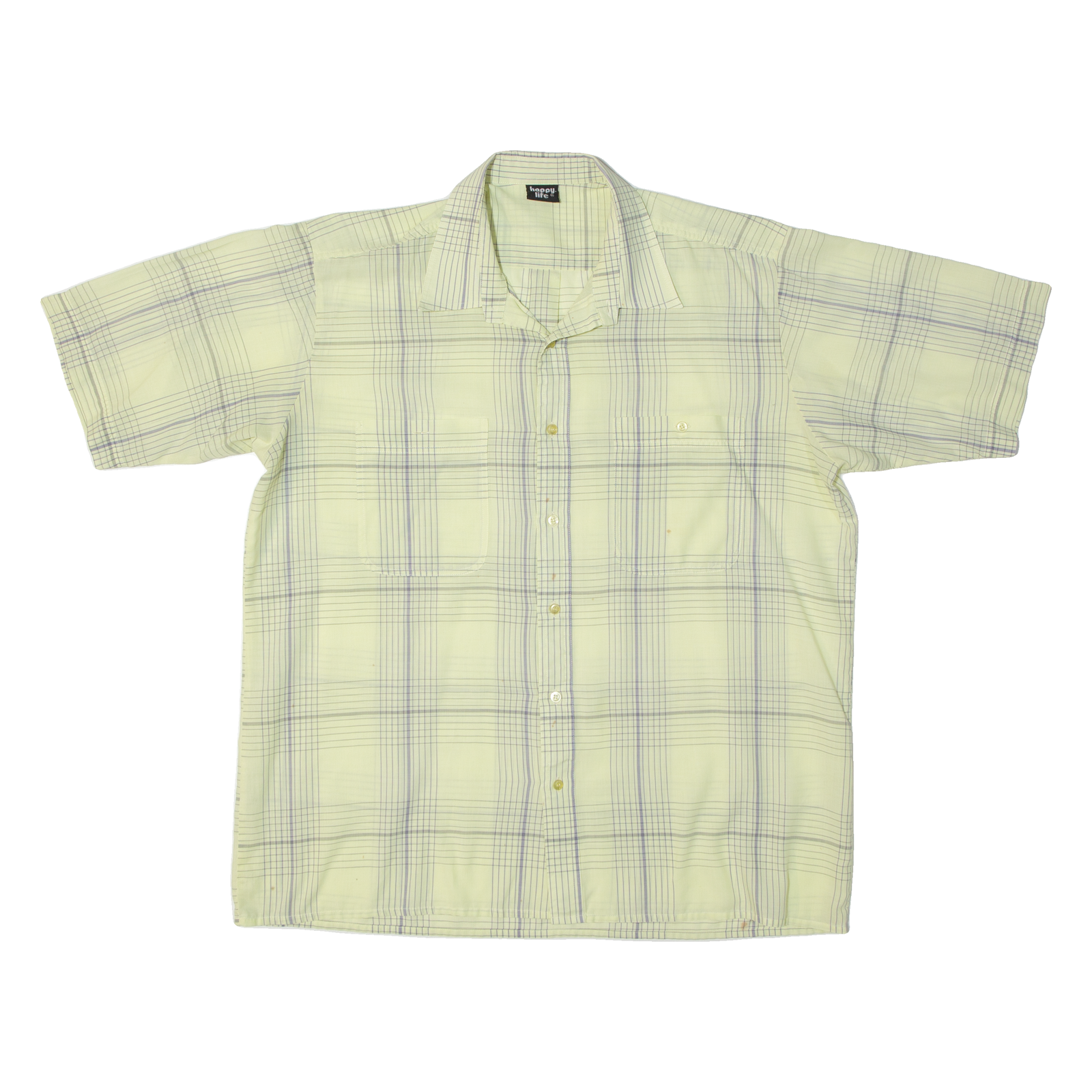 HAPPY LIFE Mens Shirt Yellow 90s Check L Refurbished - N/A refurbished available on Cerqular
