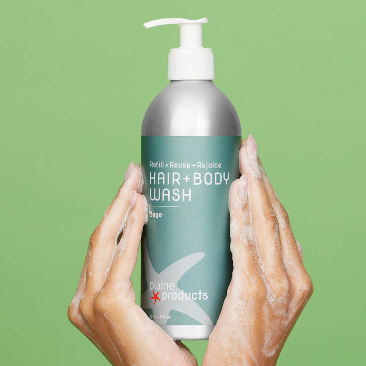 Hair + Body Wash 2:1 | Scent: Sage | Size: 16 oz | Pump: 16oz Pump ($0.75) Refurbished - Plaine Products refurbished available on Cerqular