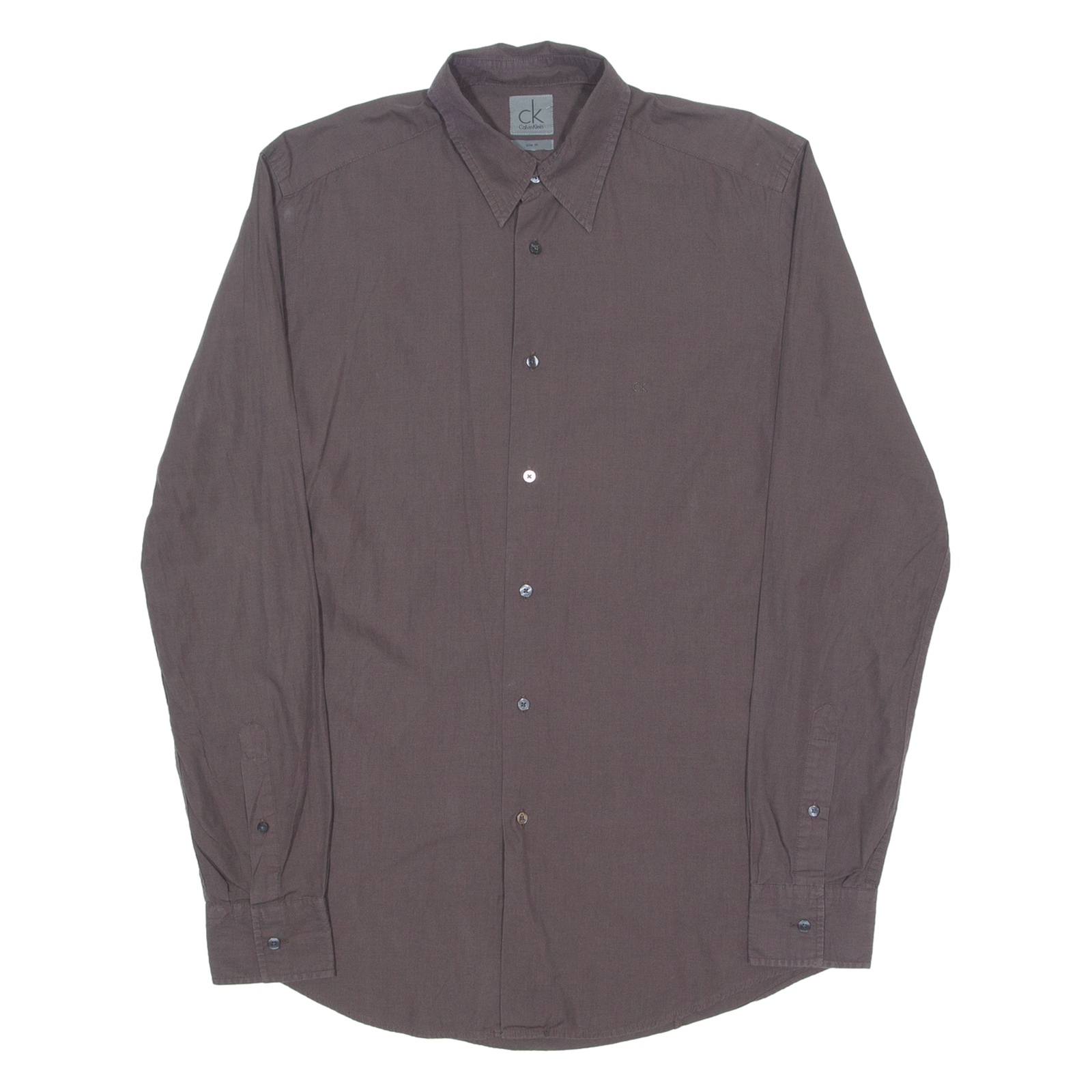CALVIN KLEIN Slim Fit Mens Plain Shirt Brown Long Sleeve M Refurbished - N/A refurbished available on Cerqular