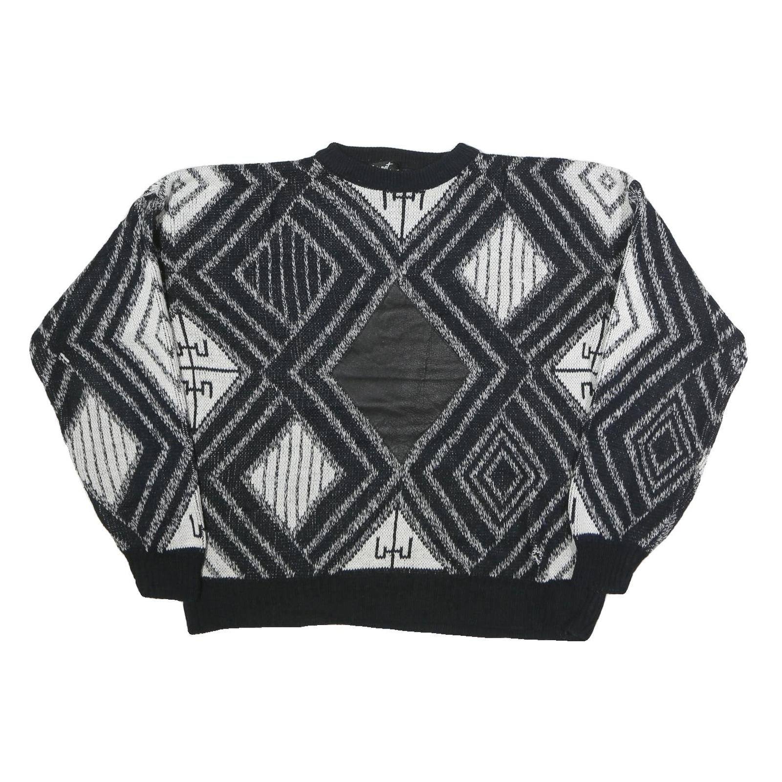 IMPACT Womens Black & White Patterned Cotton Jumper Crew Neck Basic Knit L Refurbished - N/A refurbished available on Cerqular