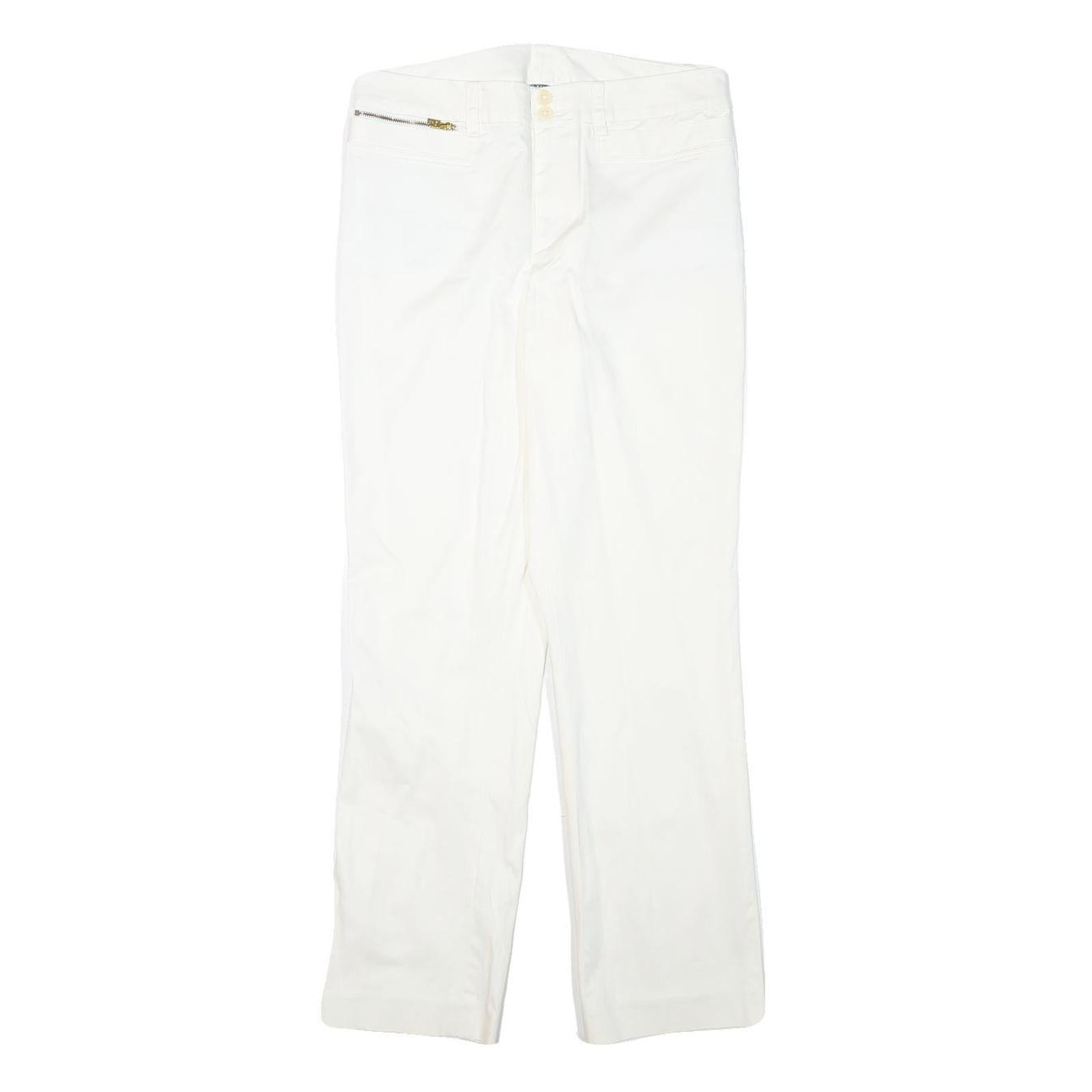 LAUREN RALPH LAUREN Womens Cotton Blend White Regular Fit Straight Leg Trousers Refurbished - N/A refurbished available on Cerqular