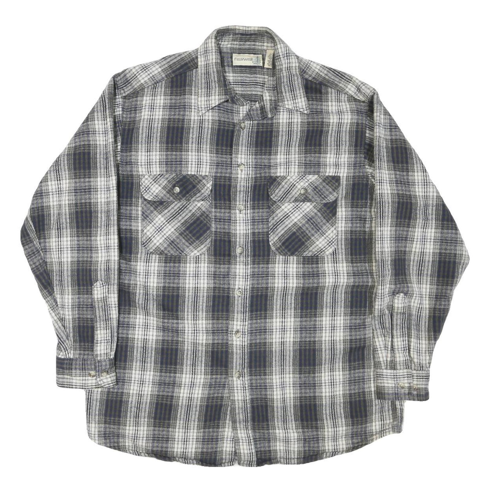 FIELD MASTER Mens Grey & White Check Cotton Blend Shirt L Casual Button Front Refurbished - N/A refurbished available on Cerqular