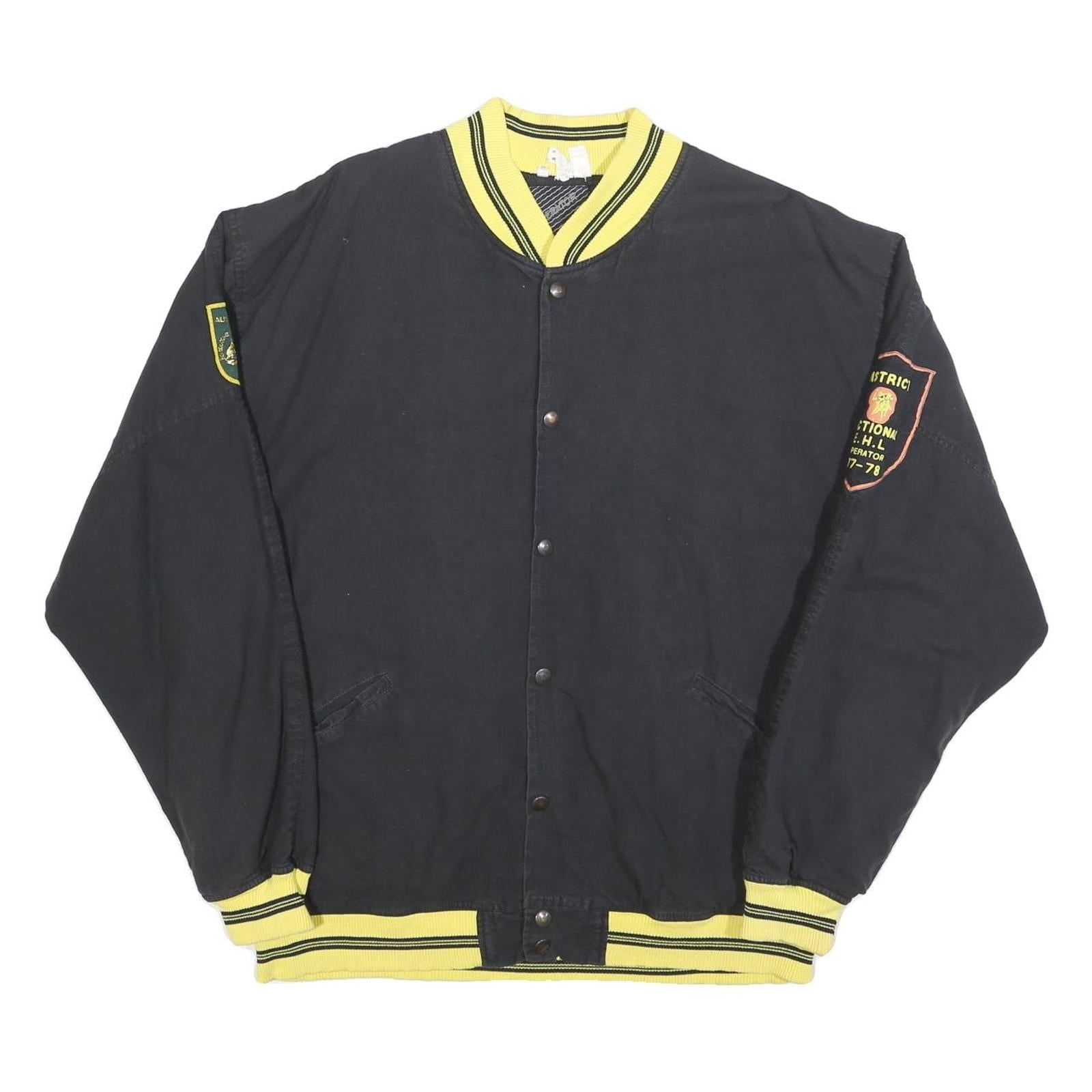 OPERATOR Mens Black & Yellow Button Jacket L Cotton Plain Casual Outerwear Refurbished - N/A refurbished available on Cerqular