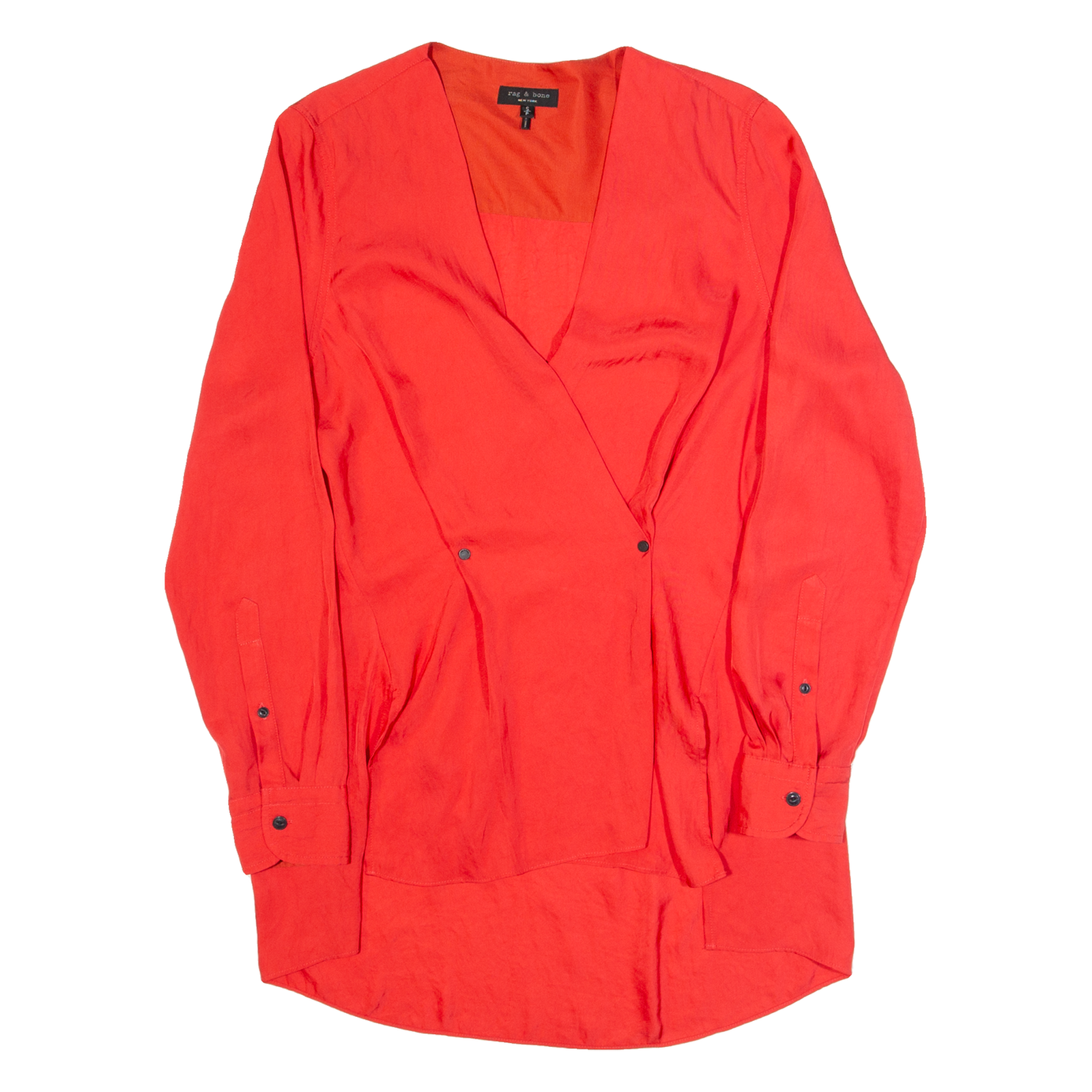 RAG & BONE Womens Blouse Red V-Neck Long Sleeve S Refurbished - N/A refurbished available on Cerqular