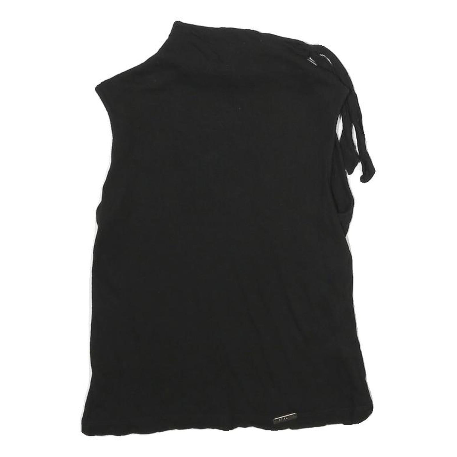 TED BAKER Womens Black Cotton Sleeveless Top Round Neck S Elegant Casual Refurbished - N/A refurbished available on Cerqular
