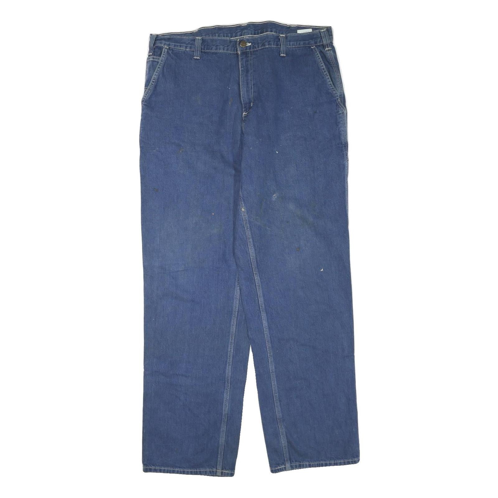 CARHARTT Mens Jeans Blue Regular Straight Denim W40 L32 Workwear Durable Zip Refurbished - N/A refurbished available on Cerqular