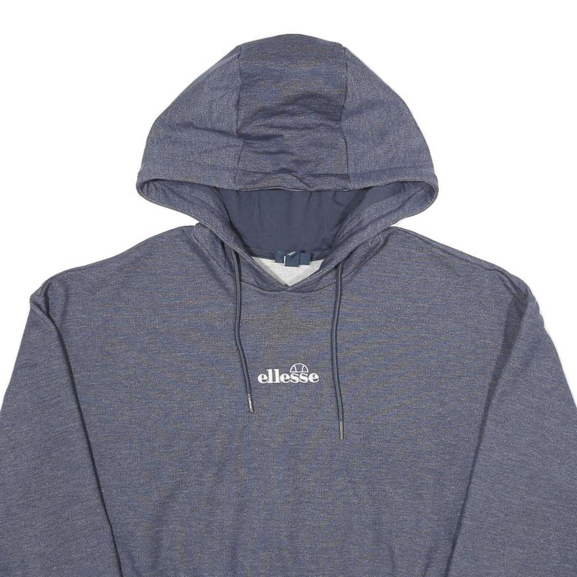 ELLESSE Womens Blue Pullover Hoodie UK 8 Cotton Blend Cropped Drawstring Hood Refurbished - N/A refurbished available on Cerqular